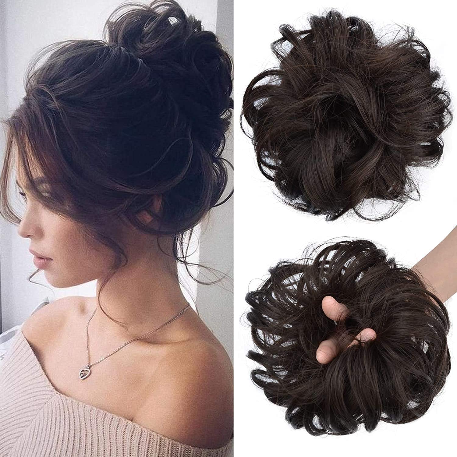 CLITZ Messy Bun Hair Extension for Women & Girls - Natural Black | Clip-in Hair Extensions for Quick & Easy Updos | Perfect for Parties, Weddings & Everyday Styling [Pack of 1]