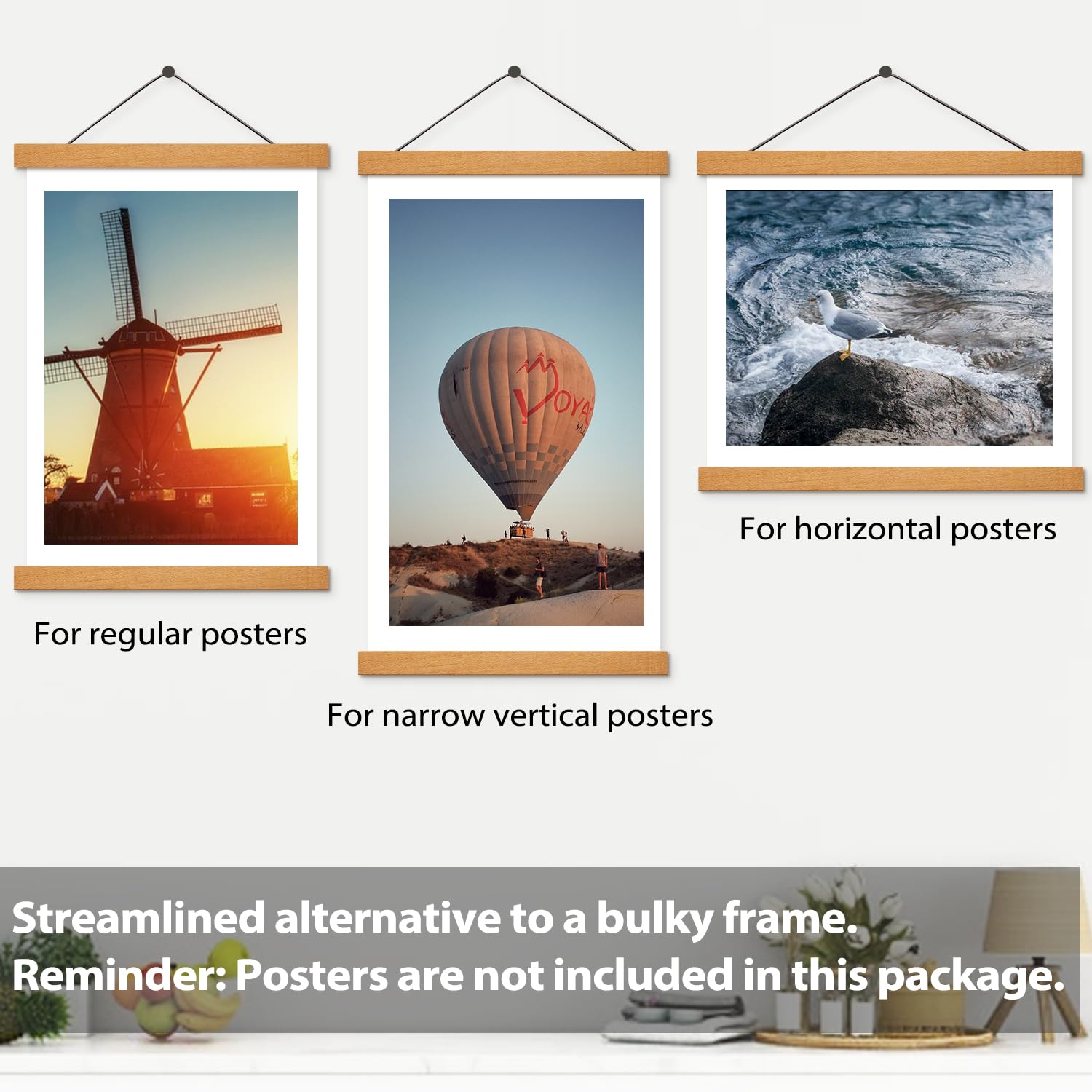 Magnetic Poster Hanger Frame - Strong Wooden Display for Diamond Paintings, Maps, Pictures & Canvas Art | Perfect for Bedroom, Office & Dining Room Decor | Easy-to-Use Wall Mounting Solution for Home & Commercial Spaces