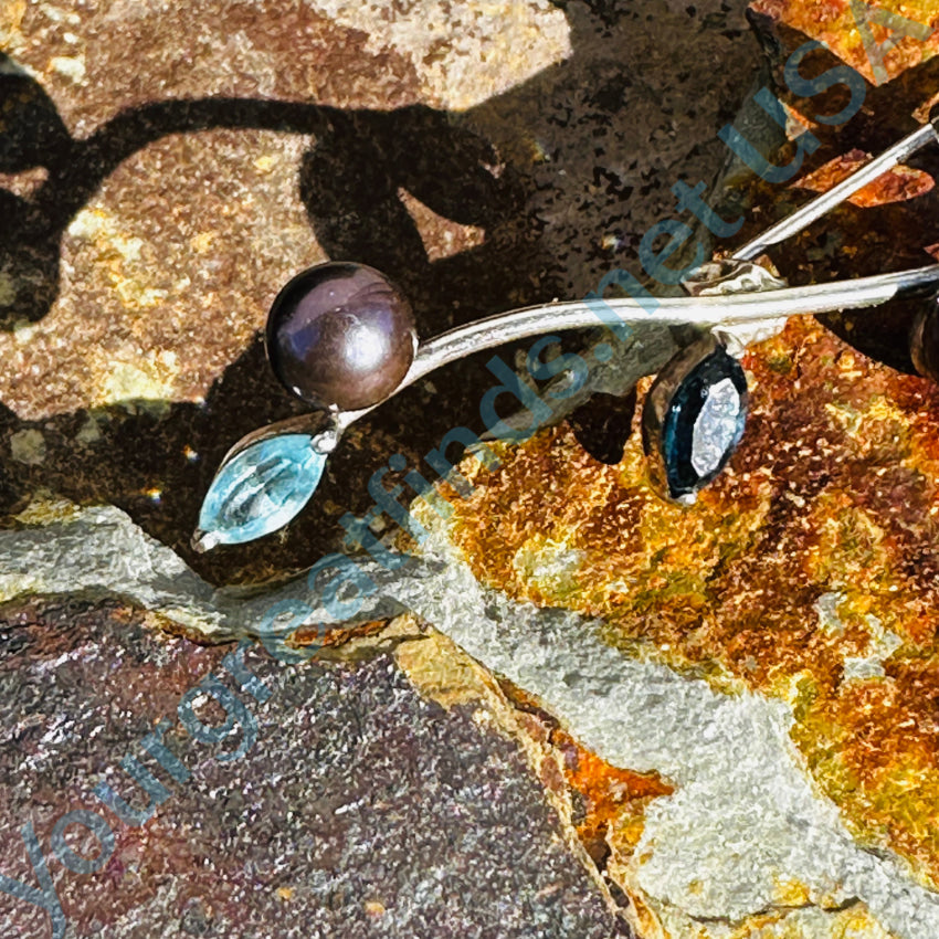 Sterling Silver Pearls & Gemstone Vine Brooch Pin - Elegant Jewelry for Weddings, Parties & Special Occasions