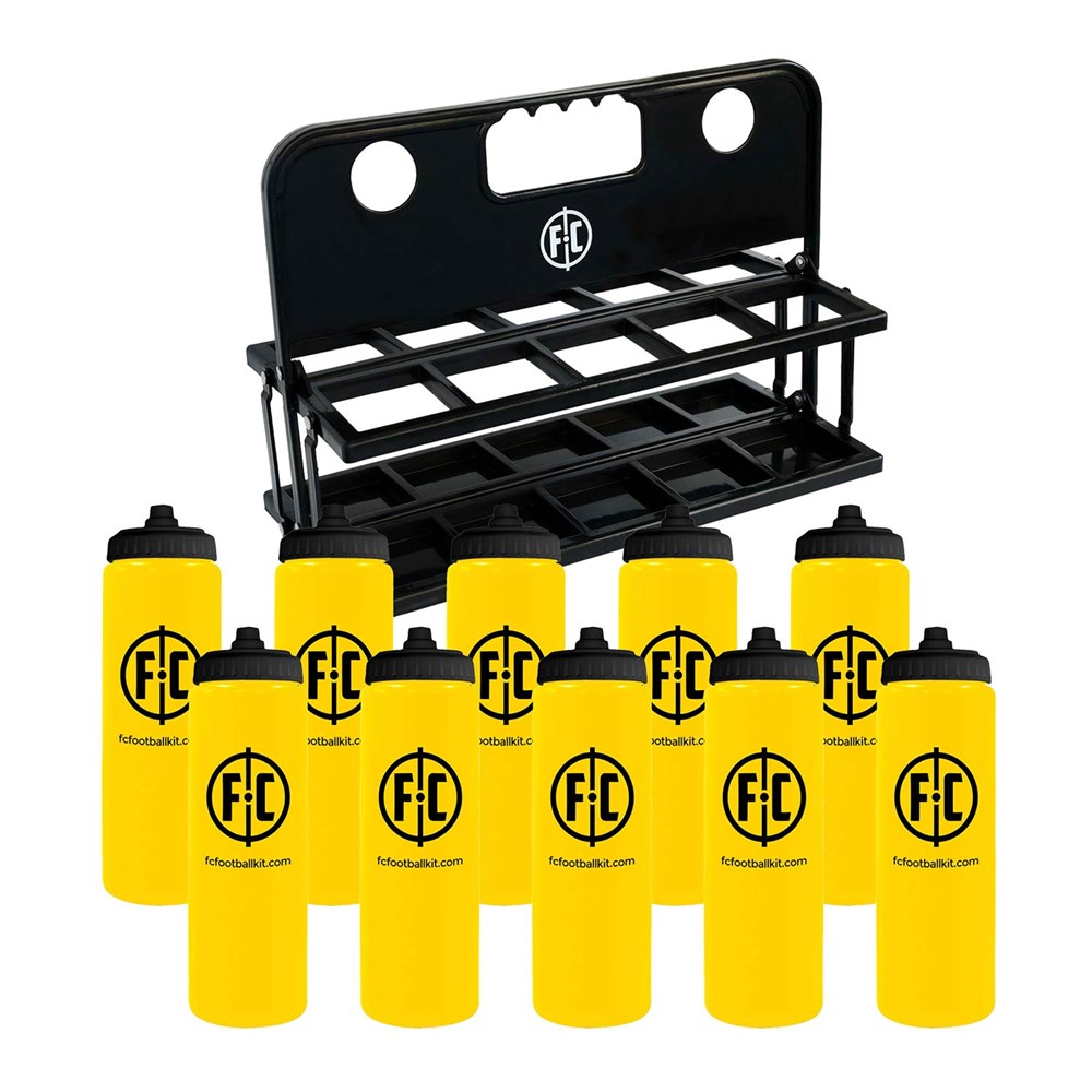 FC Foldable Bottle Carrier with 10 Reusable Drink Bottles - Portable Water Bottle Holder for Camping, Hiking, Sports & Outdoor Activities
