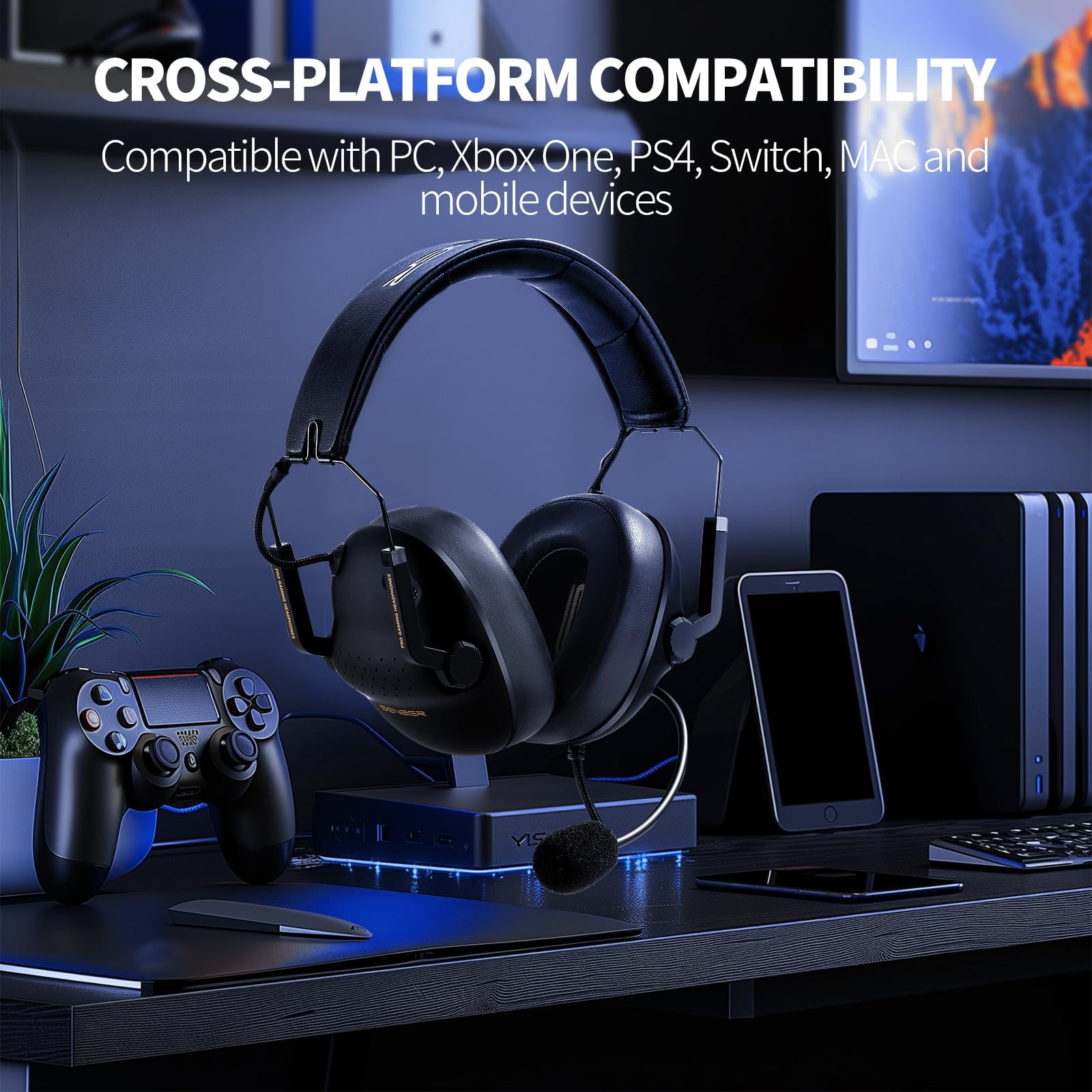 SENZER Noise Cancelling Gaming Headset with Microphone for Xbox Series X/S, Xbox One, PS4/5 - Foldable Wired Headphones for PC, Mobile & Console Gaming - Perfect for Online Multiplayer, Streaming & Esports