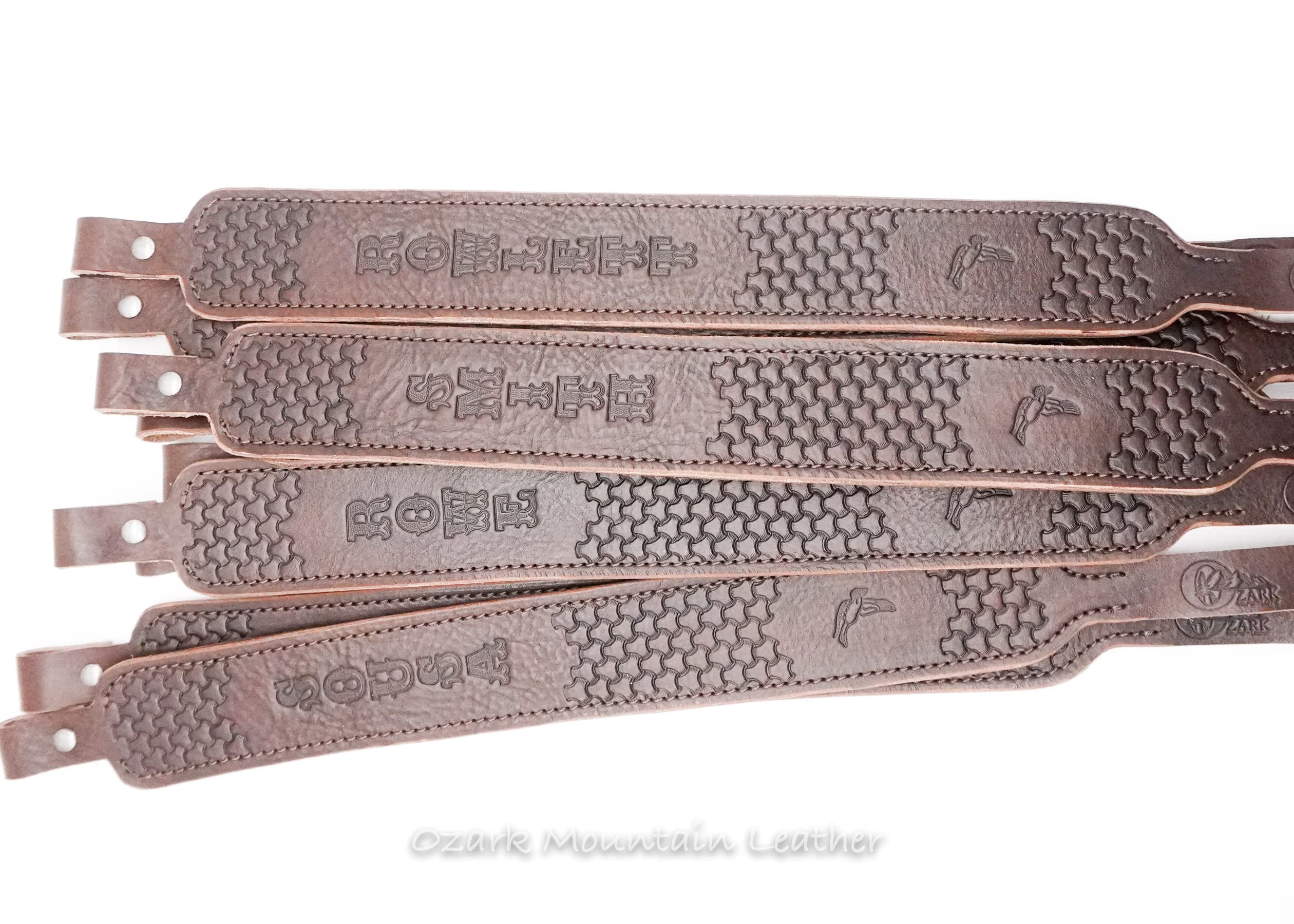 Customizable Leather Rifle Gun Sling - Padded & Skinny Style - Hand-Tooled Chocolate Brown - Hunting, Shooting & Outdoor Sports Accessory