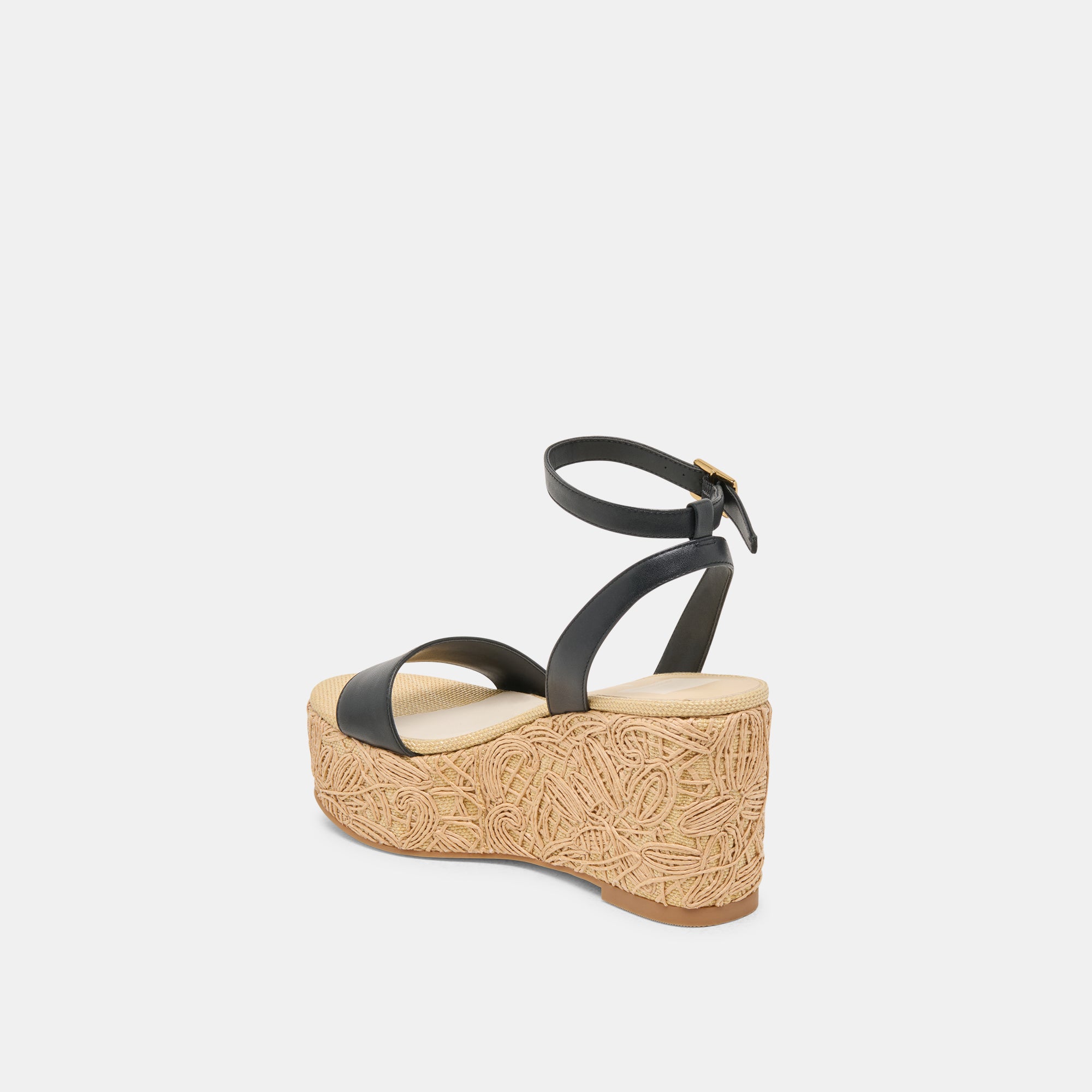 TALISA Women's Black Leather Wedge Sandals - Comfortable & Stylish for Summer, Beach, and Casual Outings