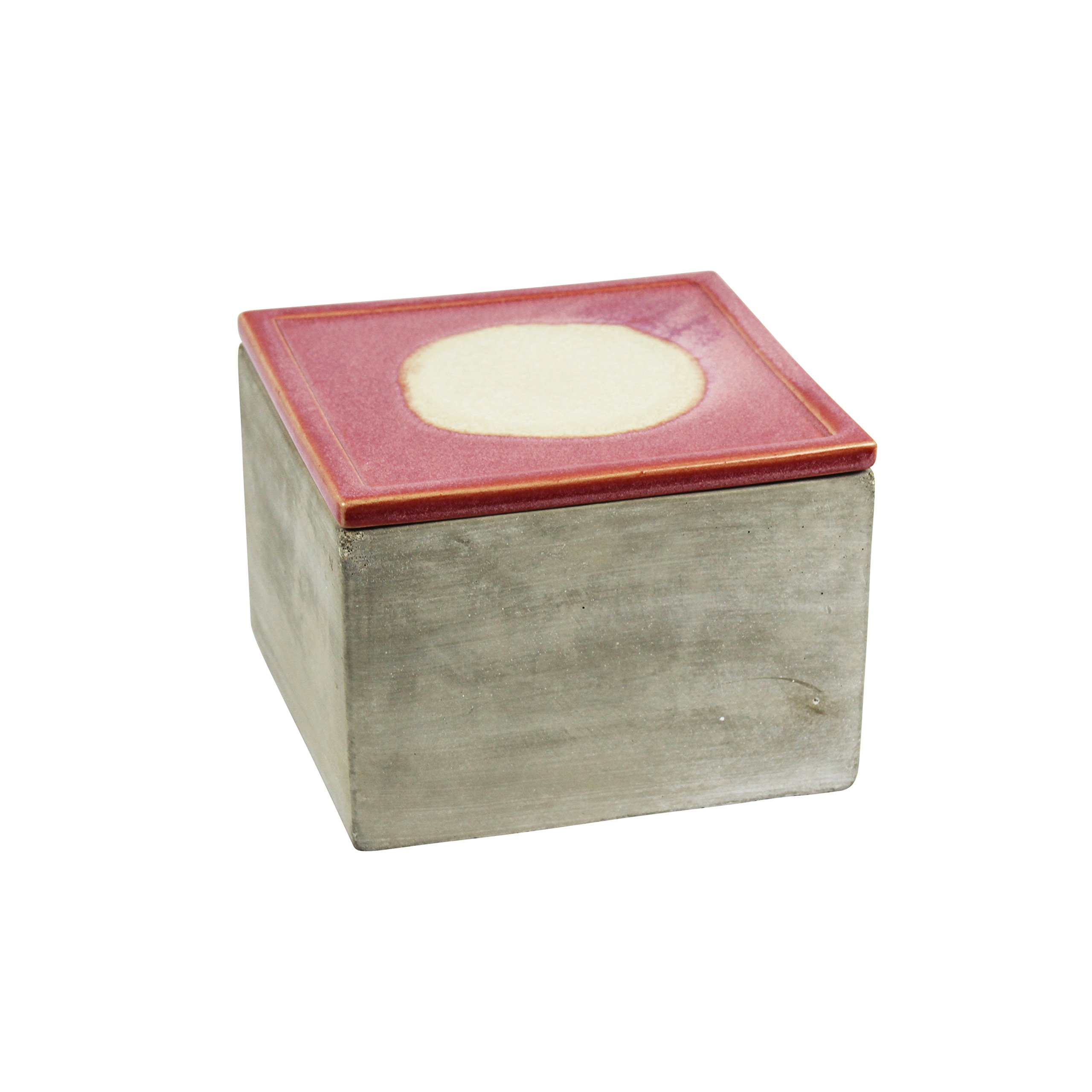 Sagebrook Home 12693-05 Cement Decorative Storage Box with Rose Lid - 6.5x6.5x4.75 Inches - Vintage Home Decor for Jewelry, Keepsakes & Organizing