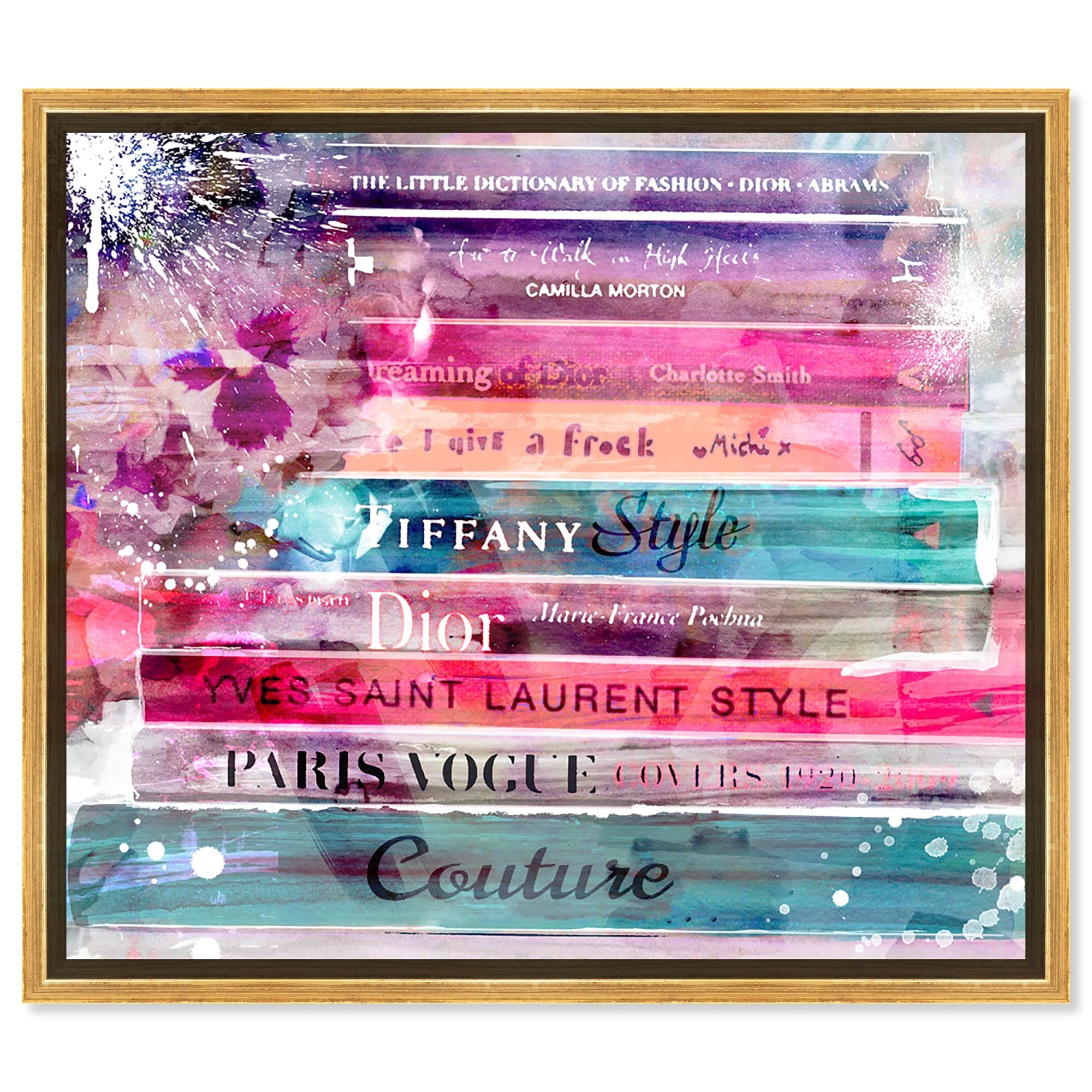 Oliver Gal Artist Co. Fashion & Glam Wall Art Framed Canvas Print - 'Fashion Splash Library' Book Collection - Perfect for Living Room, Bedroom & Office Decor