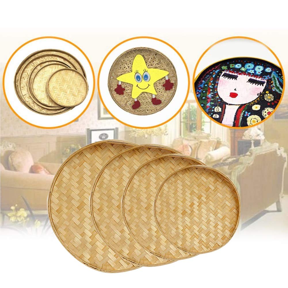 Handwoven Rattan Round Bread Basket - Natural Bamboo Serving Tray for Fruits, Snacks & Bread Storage | Perfect for Kitchen, Dining Table, Picnic & Home Decor