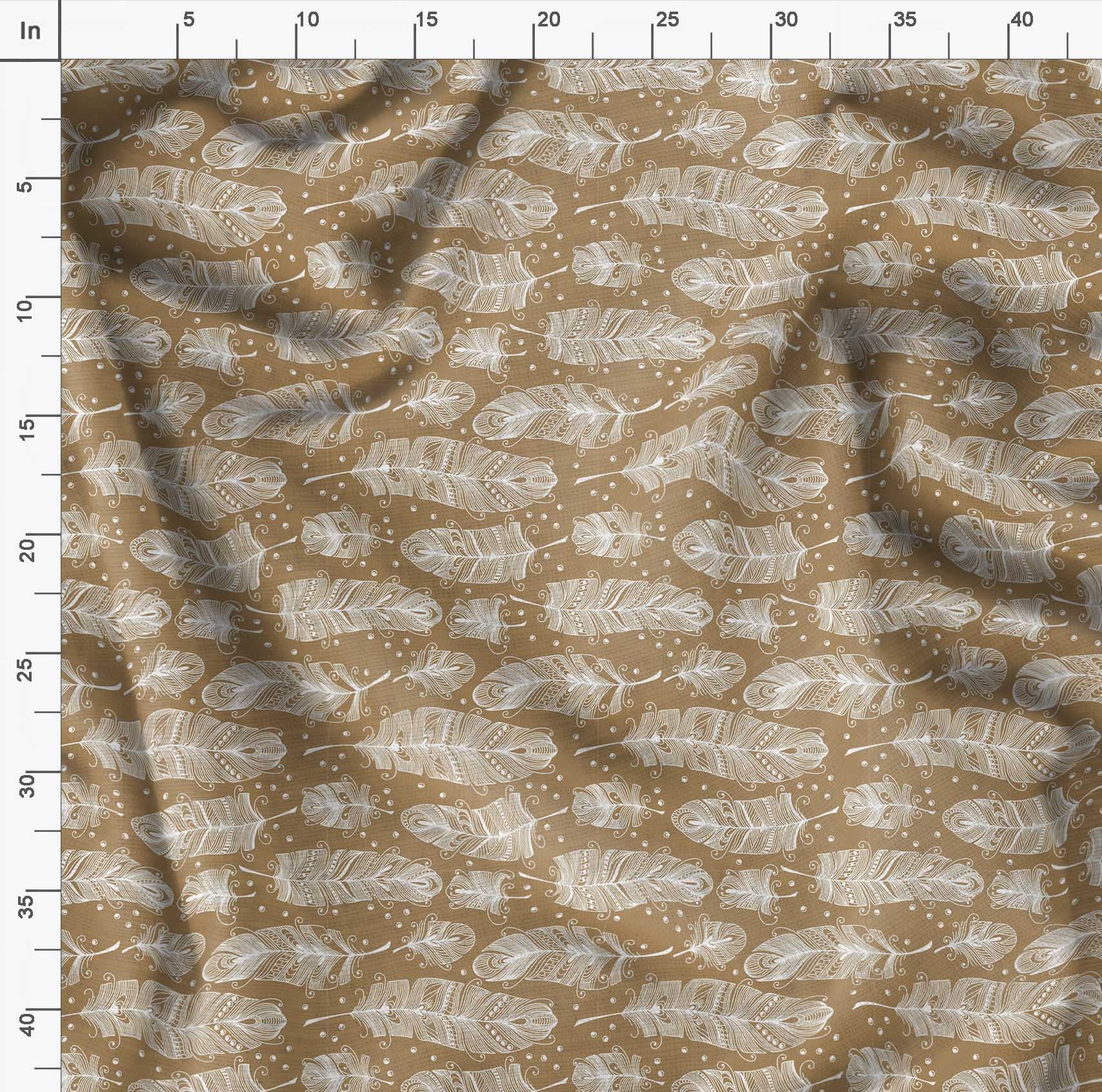 Soimoi Moss Georgette Brown Fabric by The Yard - 42 Inch Wide Tribal Feather Pattern Printed Textile for DIY Fashion, Home Decor & Craft Projects - Bohemian Ethnic Artistic Design Material