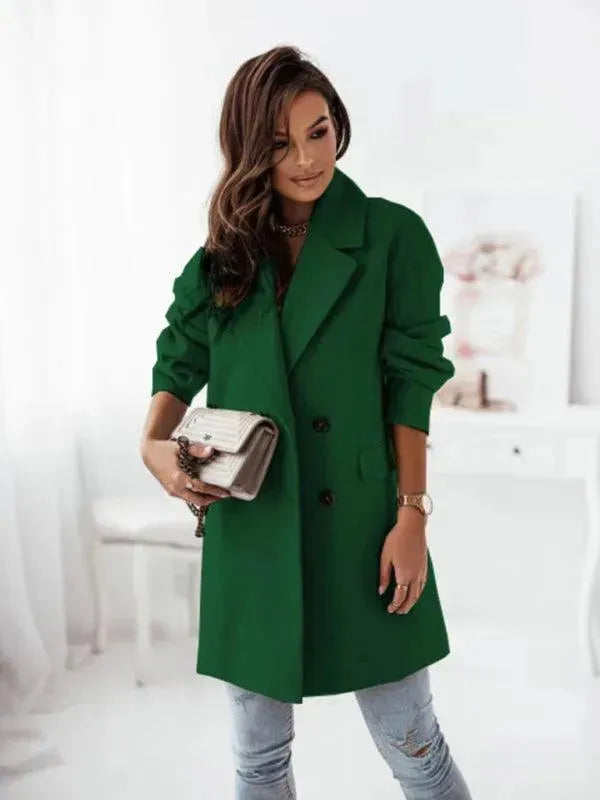 Elegant Double Breasted Women's Trench Coat - Waterproof Long Coat for Fall & Winter - Perfect for Office, Travel and Formal Occasions