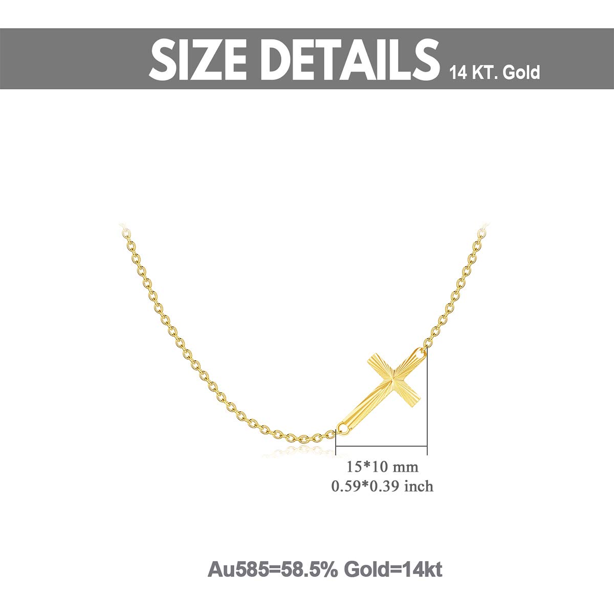 14K Solid Gold Sideways Cross Choker Necklace - 16 Inch Dainty Crucifix Pendant for Women | Perfect Gift for Anniversary, Mother's Day, Birthday & Valentine's Day | Elegant Layering Piece for Everyday Wear & Special Occasions