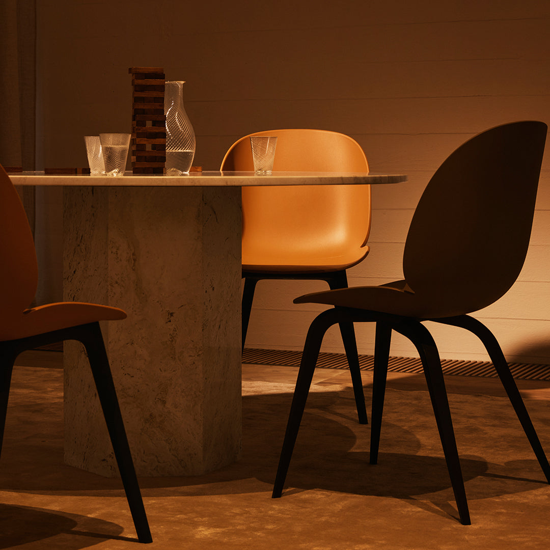 Stylish Beetle Dining Chair with Black Plastic Base - Modern Kitchen & Dining Room Furniture for Home & Restaurant Use