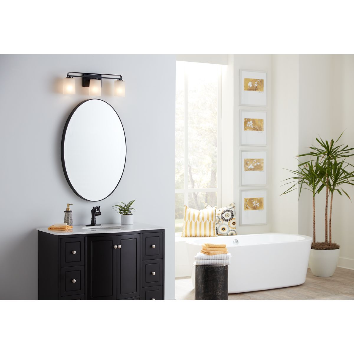 League Collection Three-Light Etched Glass Bath Vanity Light - Modern Bathroom Lighting Fixture for Vanity Mirror, Sink Area, and Powder Room Decor
