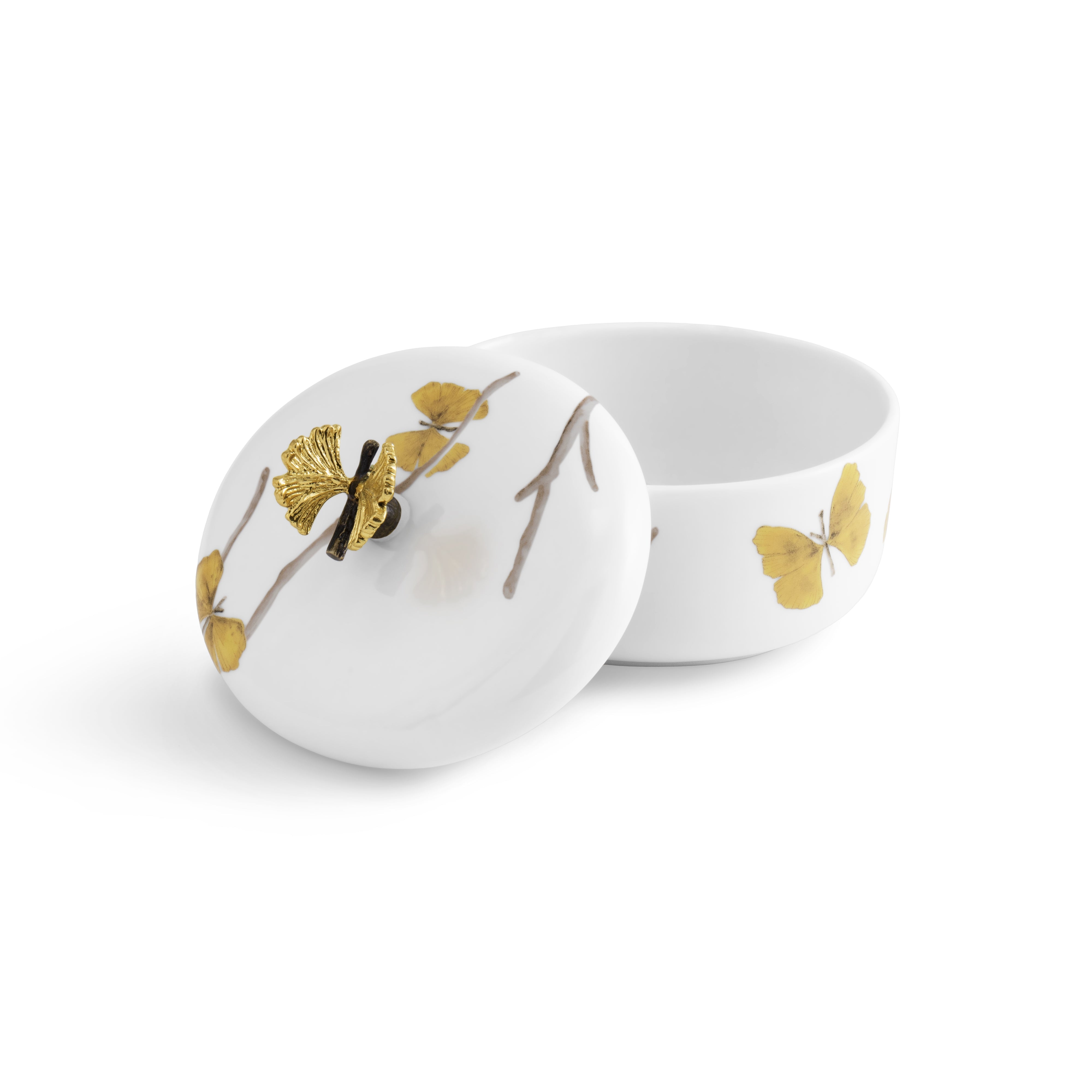 Butterfly Ginkgo Porcelain Bathroom Set - Elegant Soap Dish, Toothbrush Holder & Tumbler for Spa-Like Luxury at Home