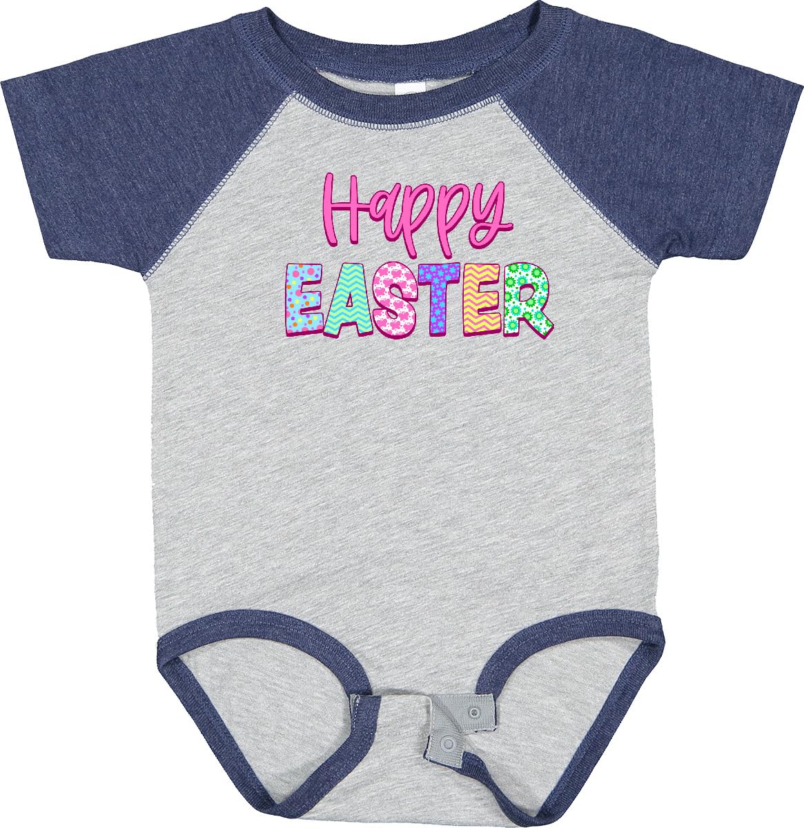 Inktastic Happy Easter Pastel Colored Patterns Baby Bodysuit - Cute Easter Outfit for Infants, Soft Cotton Onesie for Newborns & Toddlers - Perfect for Easter Photos, Family Gatherings & Spring Celebrations