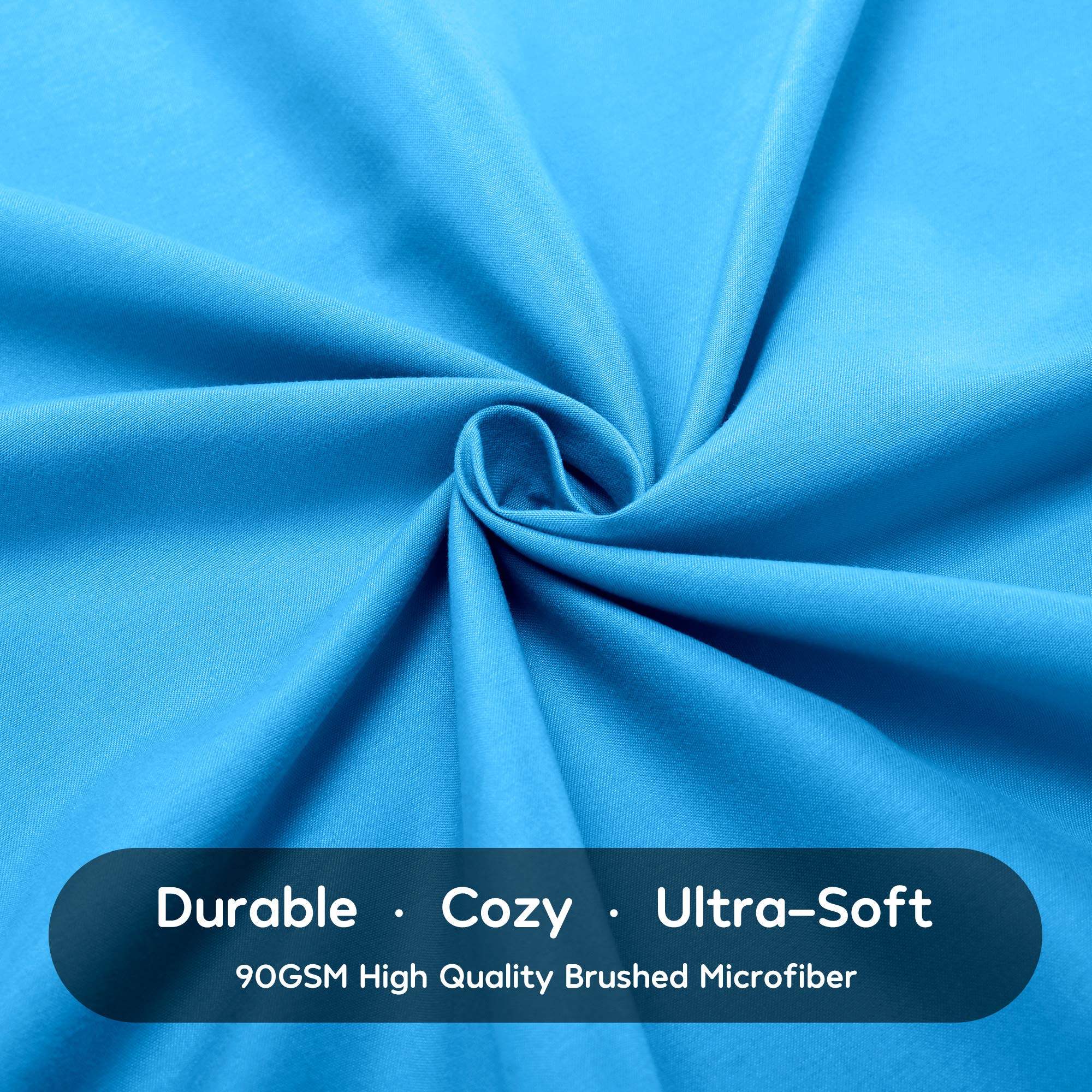 Super Soft & Cute SLEEP ZONE Kids Queen Bed Sheets Set 4-Piece - Breathable Cotton Bedding with Flat Sheet, Fitted Sheet & Pillowcase (Queen Size, Sky Blue) for Cozy Kids Bedroom & Sleepovers