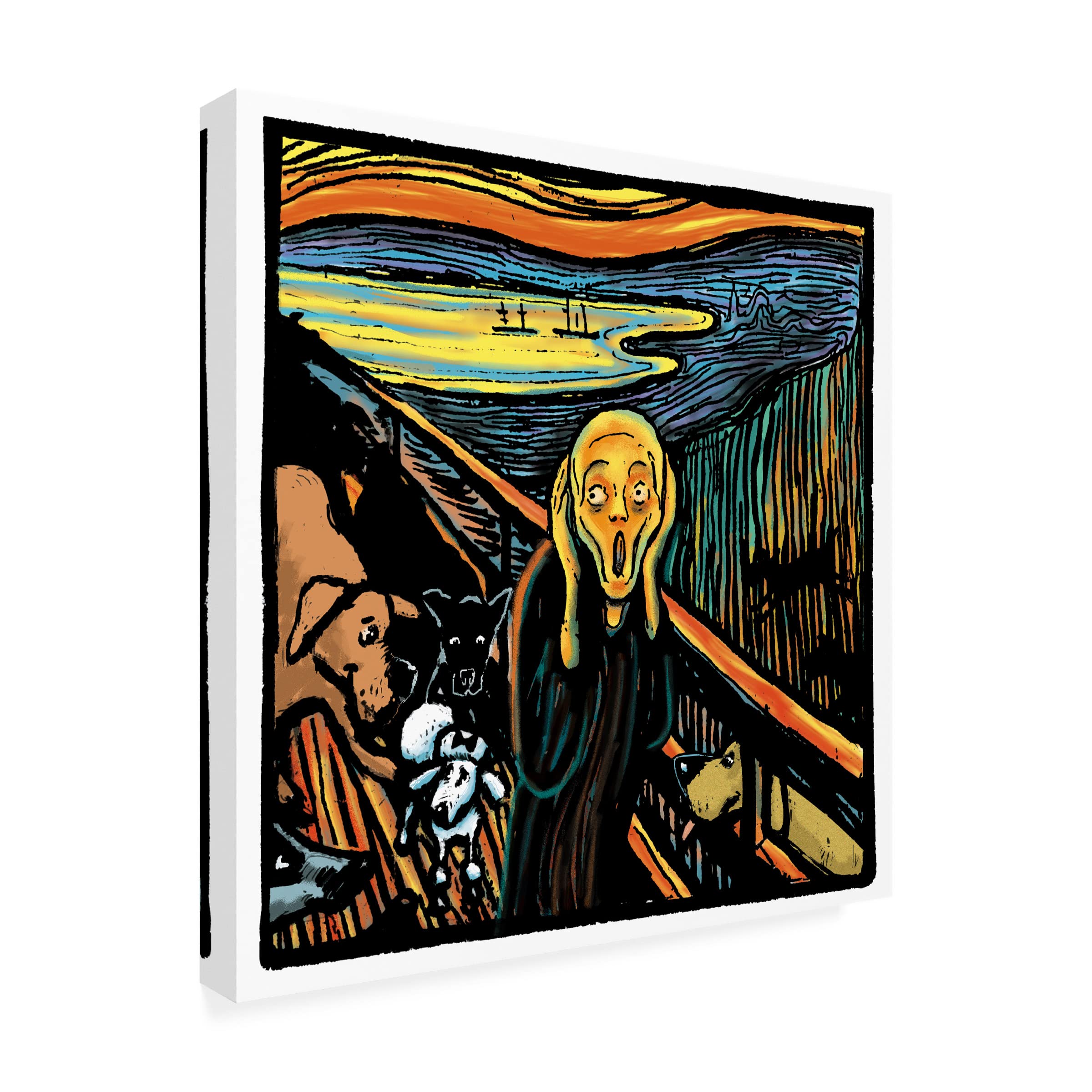Trademark Fine Art 'Munch Dog' Canvas Wall Art by Chameleon Design - Modern Home Decor for Living Room, Bedroom & Office