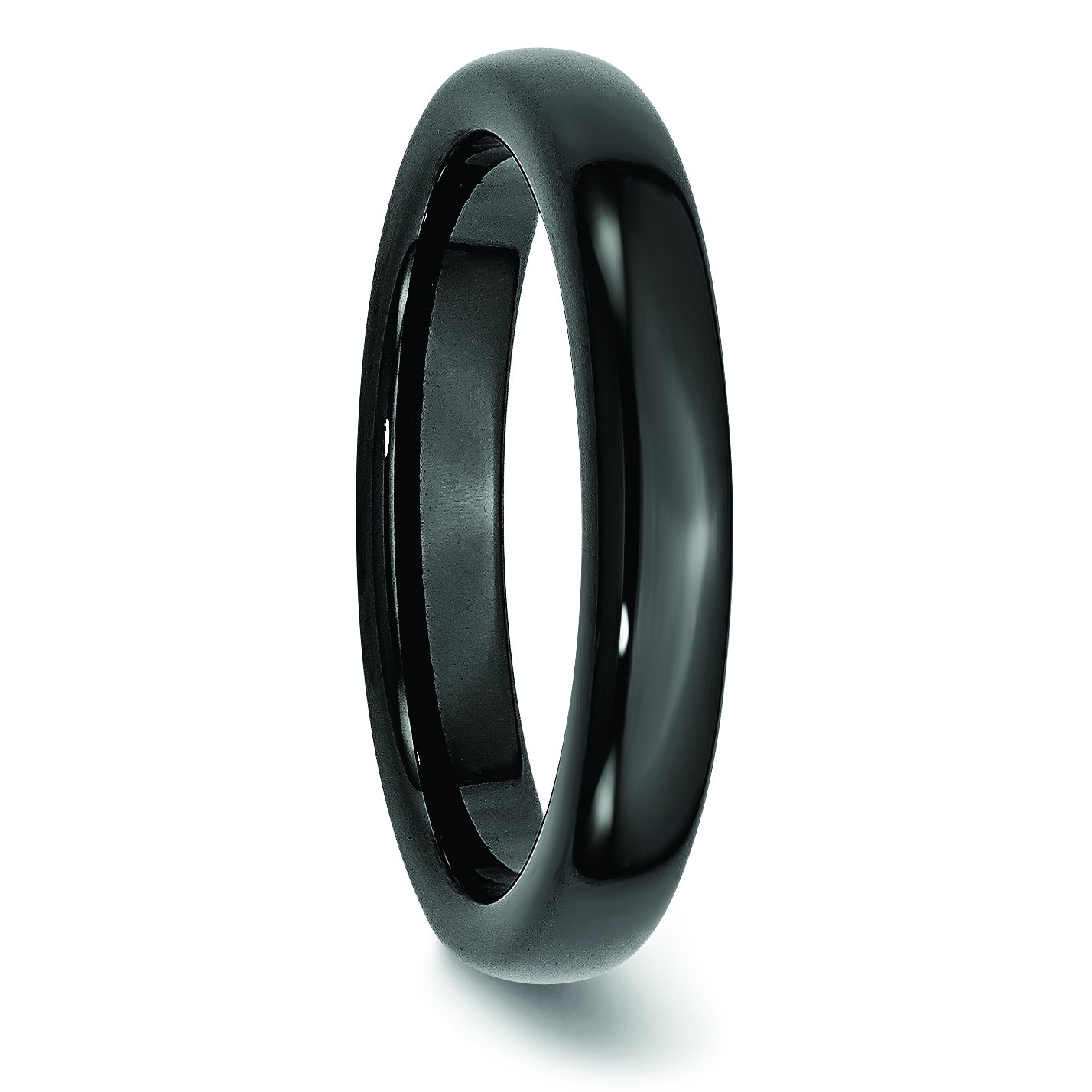 Men's Black Ceramic 4mm Polished Wedding Band Ring - Durable & Scratch Resistant for Everyday Wear, Anniversary & Special Occasions