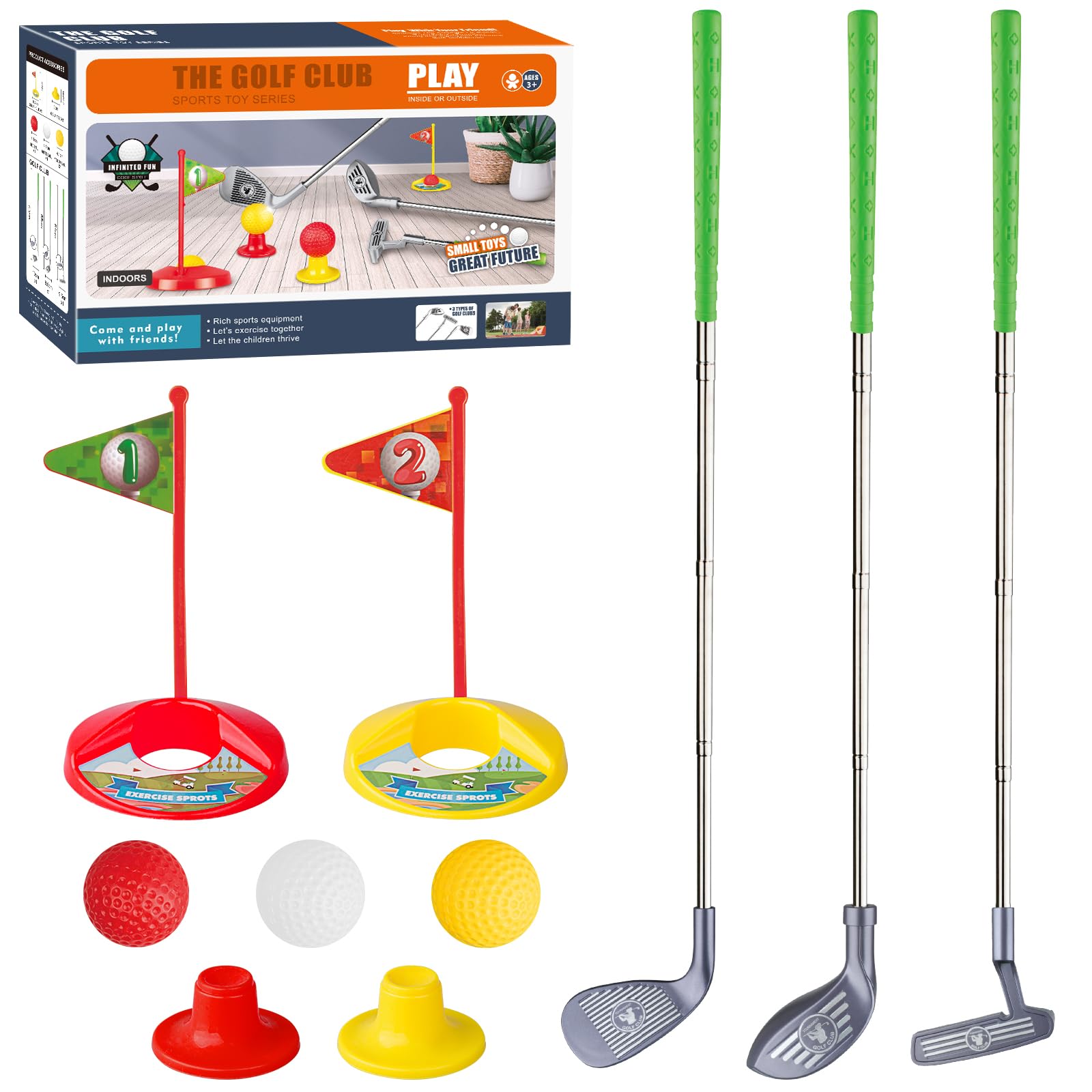 Adjustable Kids Golf Club Set for Toddlers 3-5 Years Old - Perfect Outdoor Golf Toys for Boys & Girls - Ideal Christmas & Birthday Gifts (Model 777-580A) - Great for Backyard Play, Family Bonding & Early Sports Development