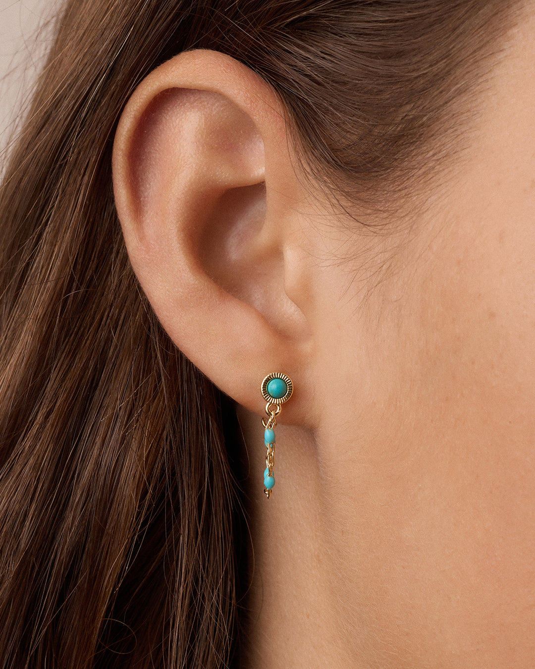Turquoise Capri Chain Huggie Earrings for Women – Stylish Dangle Hoop Earrings for Everyday Wear & Special Occasions