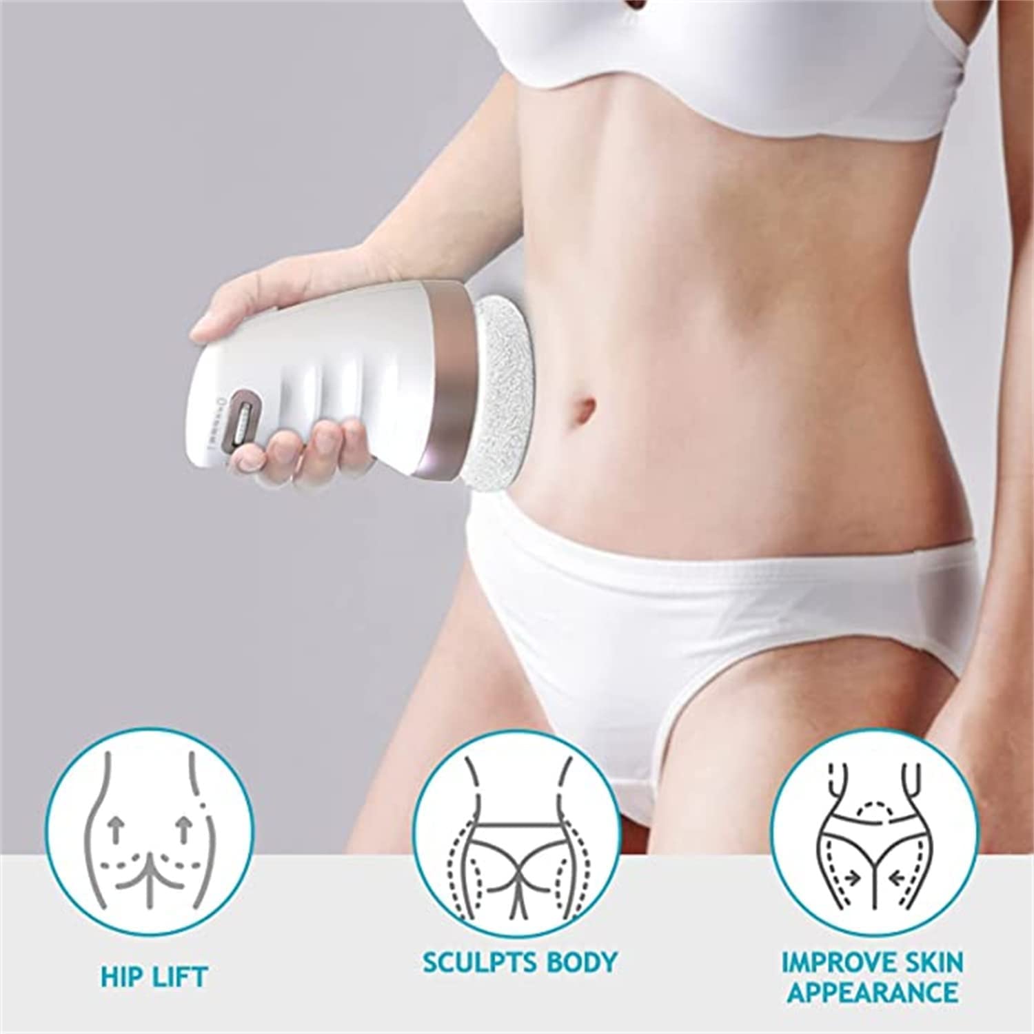 Electric Deep Tissue Massager - Handheld Body Sculpting & Skin Tightening Machine for Cellulite Reduction with 3 Washable Pads - Slimming Massager for Neck, Shoulders, Arms & Legs - Perfect for Home Spa & Post-Workout Recovery