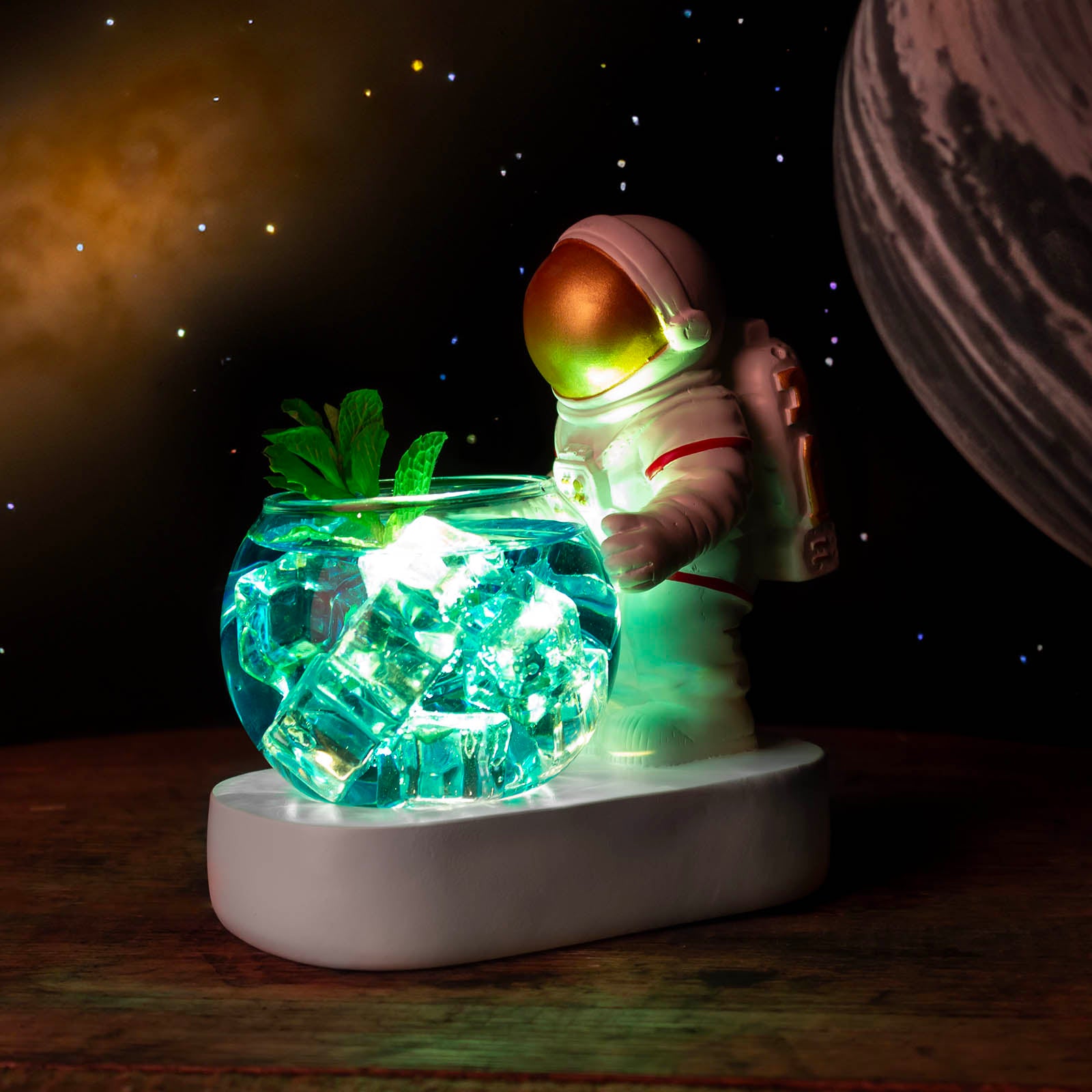 BarConic® LED Light Up Astronaut Cocktail Glass - 10oz Glow in The Dark Space Themed Drinkware for Parties, Halloween & Sci-Fi Lovers
