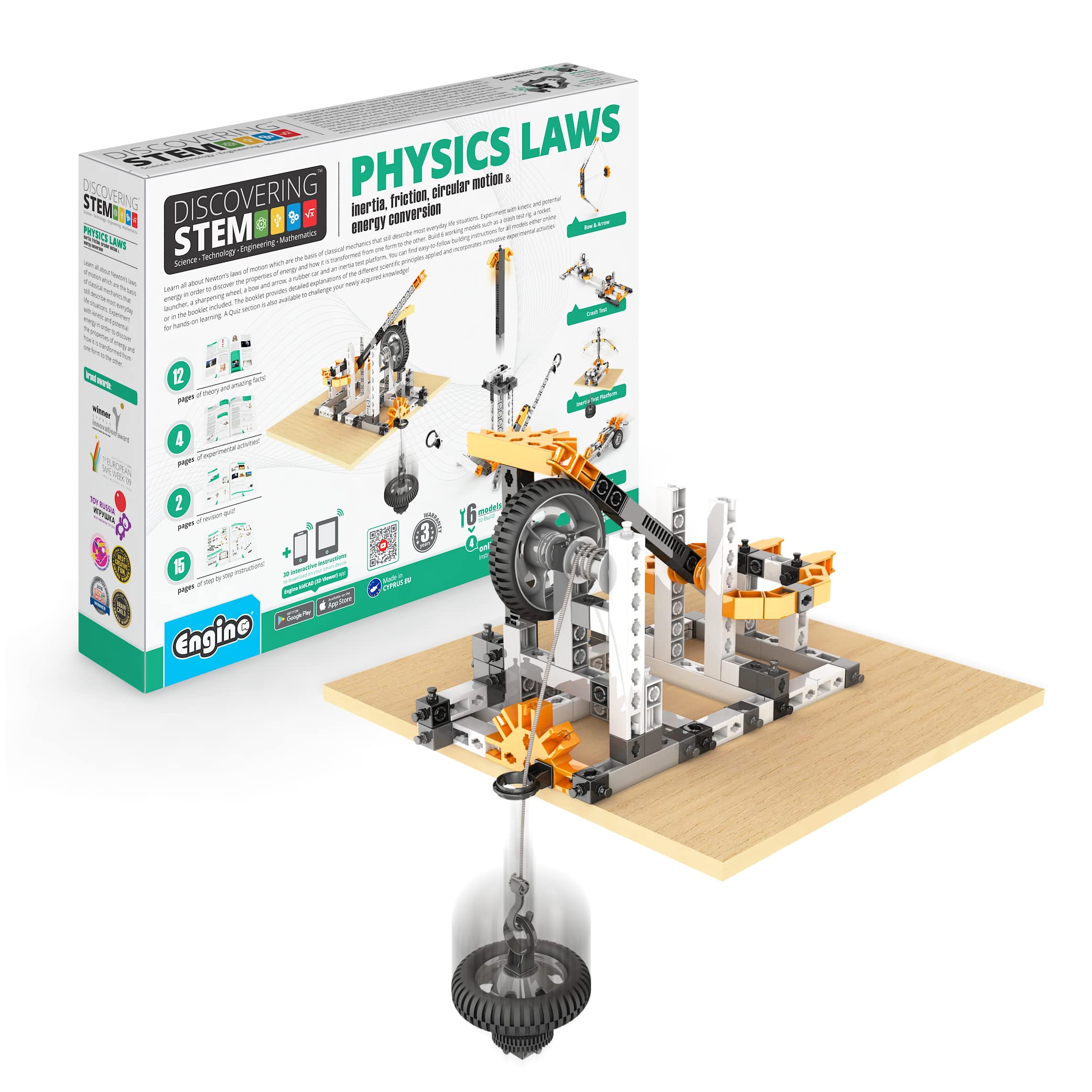 Engino STEM Building Toys for Kids 9+ | Learn Physics Laws - Inertia, Friction & Circular Motion | 6 Model Construction Kit | Educational Science Gifts for Boys & Girls | Perfect for Classroom STEM Projects & Home Learning Activities