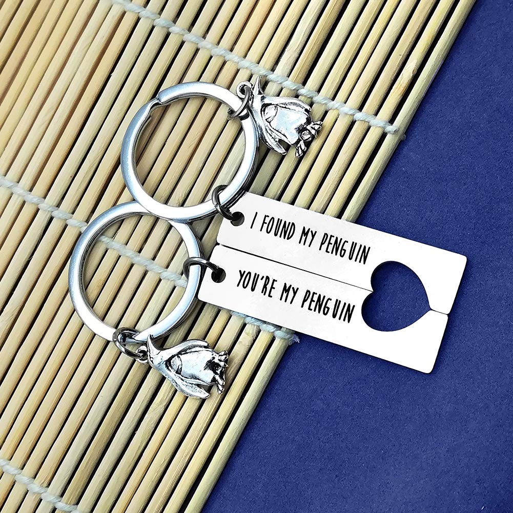 Penguin Couple Keychain Set - Matching 'You're My Penguin' & 'I Found My Penguin' Gifts for Girlfriend/Boyfriend - Personalized Couples Jewelry for Christmas, Wedding & Anniversaries - Perfect for Long Distance Relationships & Romantic Surprises