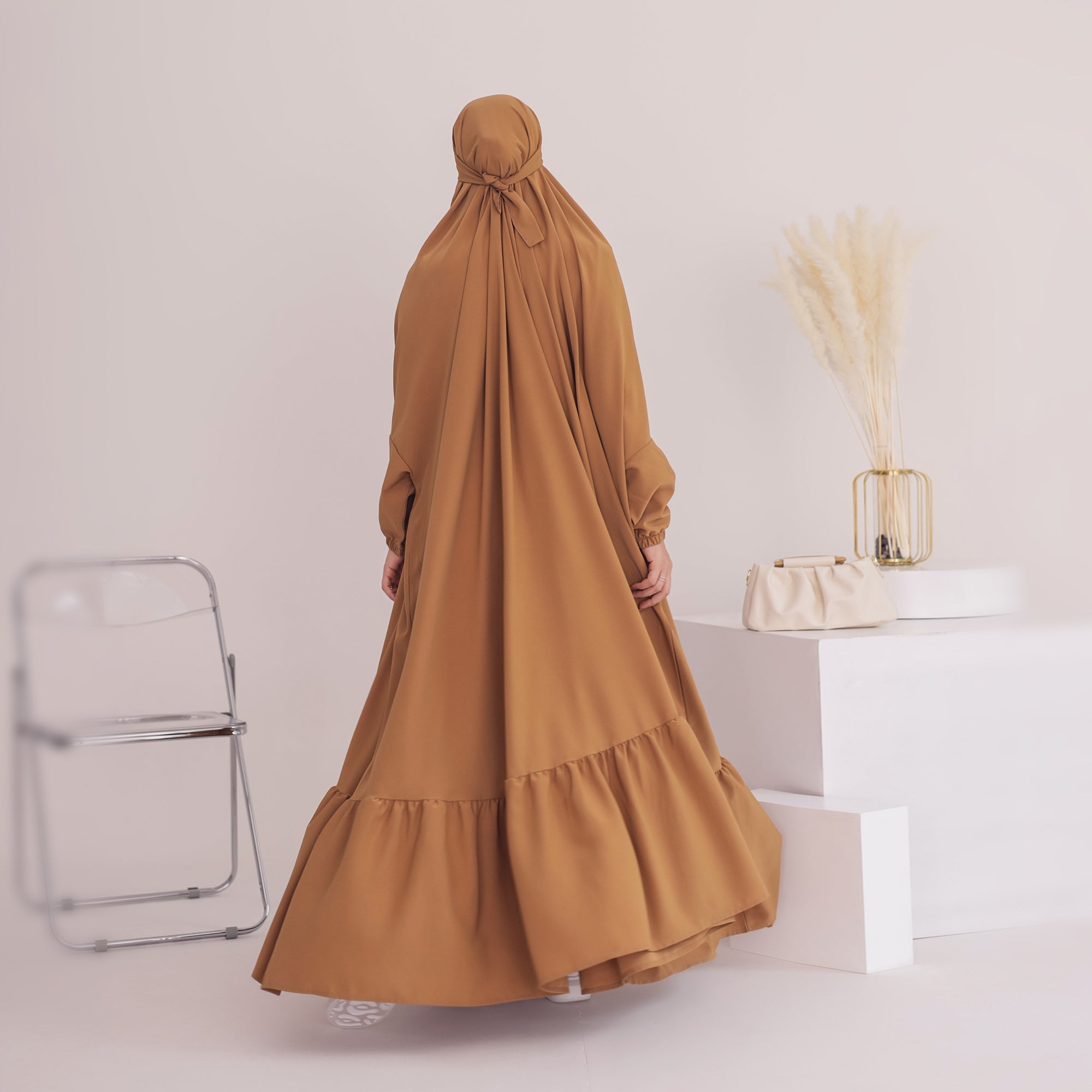 Anissa Jilbab Camel Color - Modest Muslim Prayer Scarf - Perfect for Daily Wear, Prayer & Special Occasions