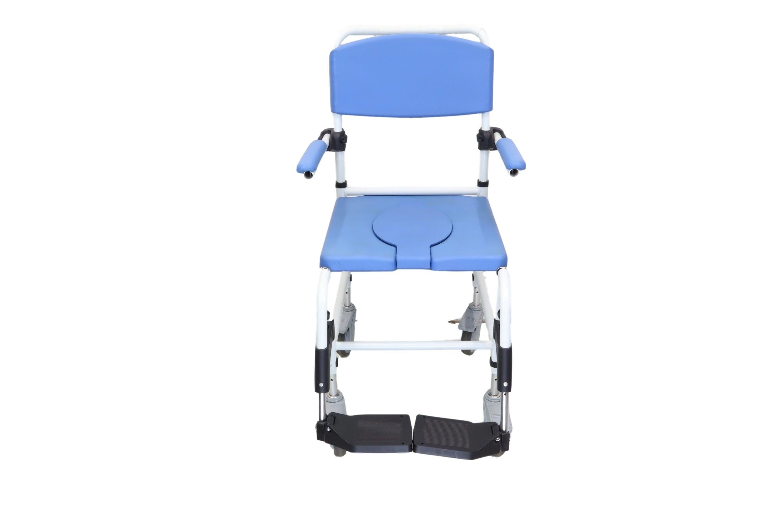 Healthline Ezee Life 180 Aluminum Shower Chair Commode - Lightweight Adjustable Bath Seat for Elderly & Disabled - Perfect for Bathroom Safety & Mobility Assistance