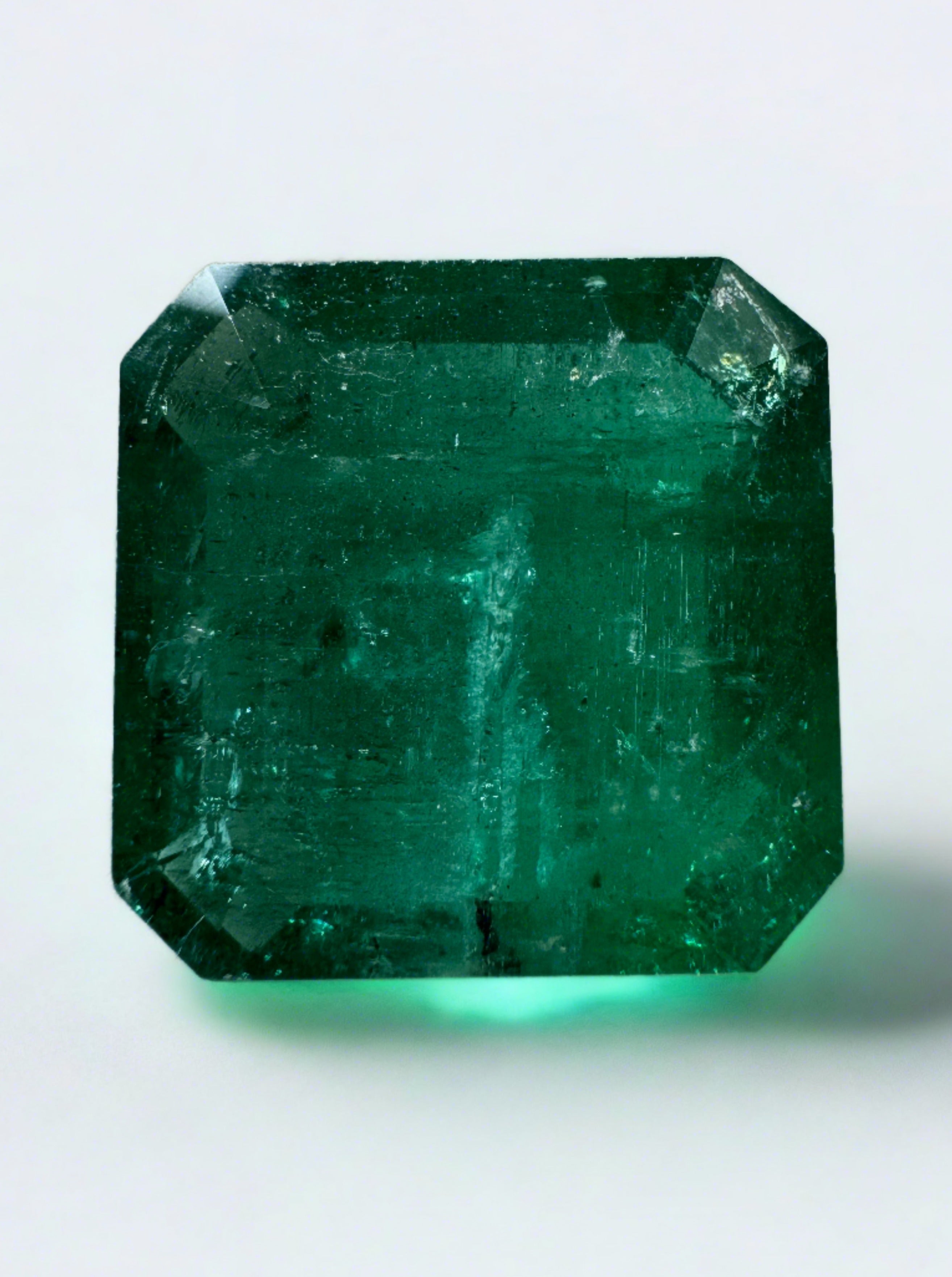 10.02 Carat Natural Zambian Emerald - 13.5x13.5mm Loose Dark Green Gemstone for Jewelry Making, Engagement Rings & Luxury Gifts