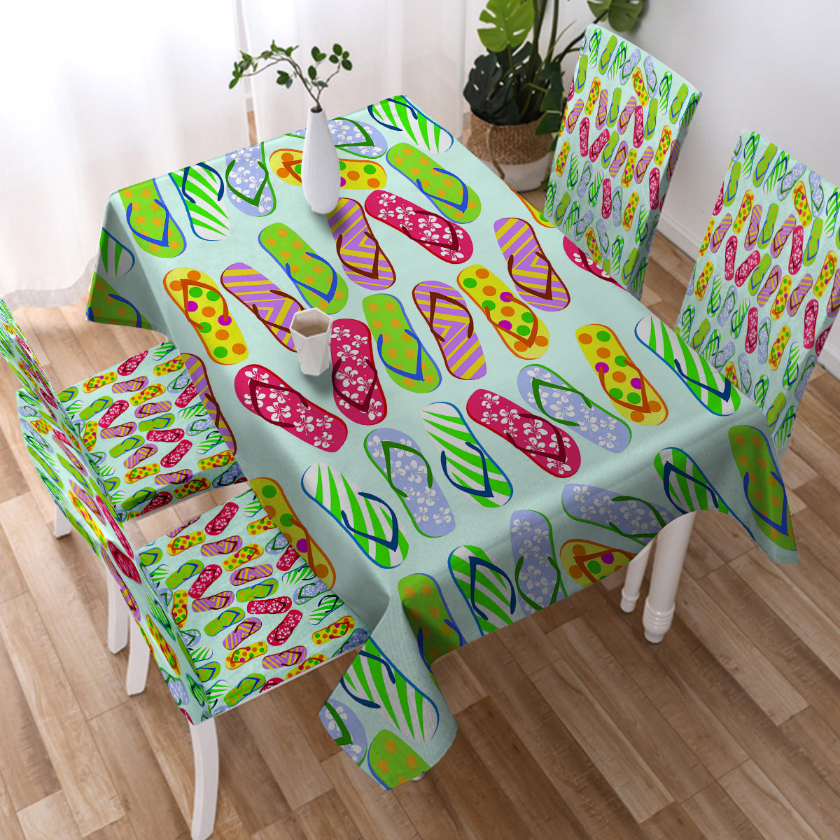 Flip Flop Kinda Girl Chair Cover - Waterproof Stretchable Slipcovers for Outdoor Patio, Dining Room & Office Chairs - Perfect for Home Decor & Party Use