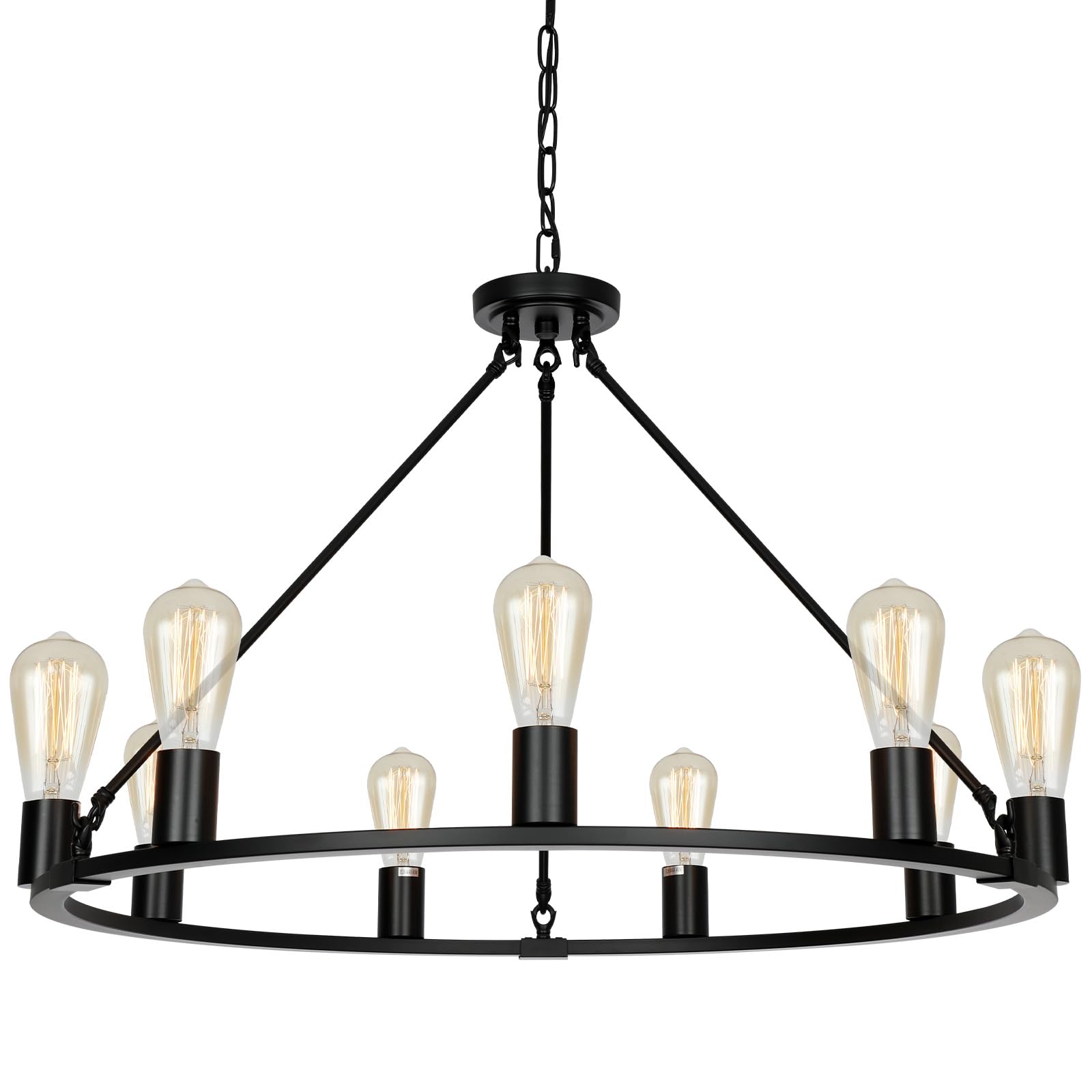 Black Wagon Wheel Chandelier - 32