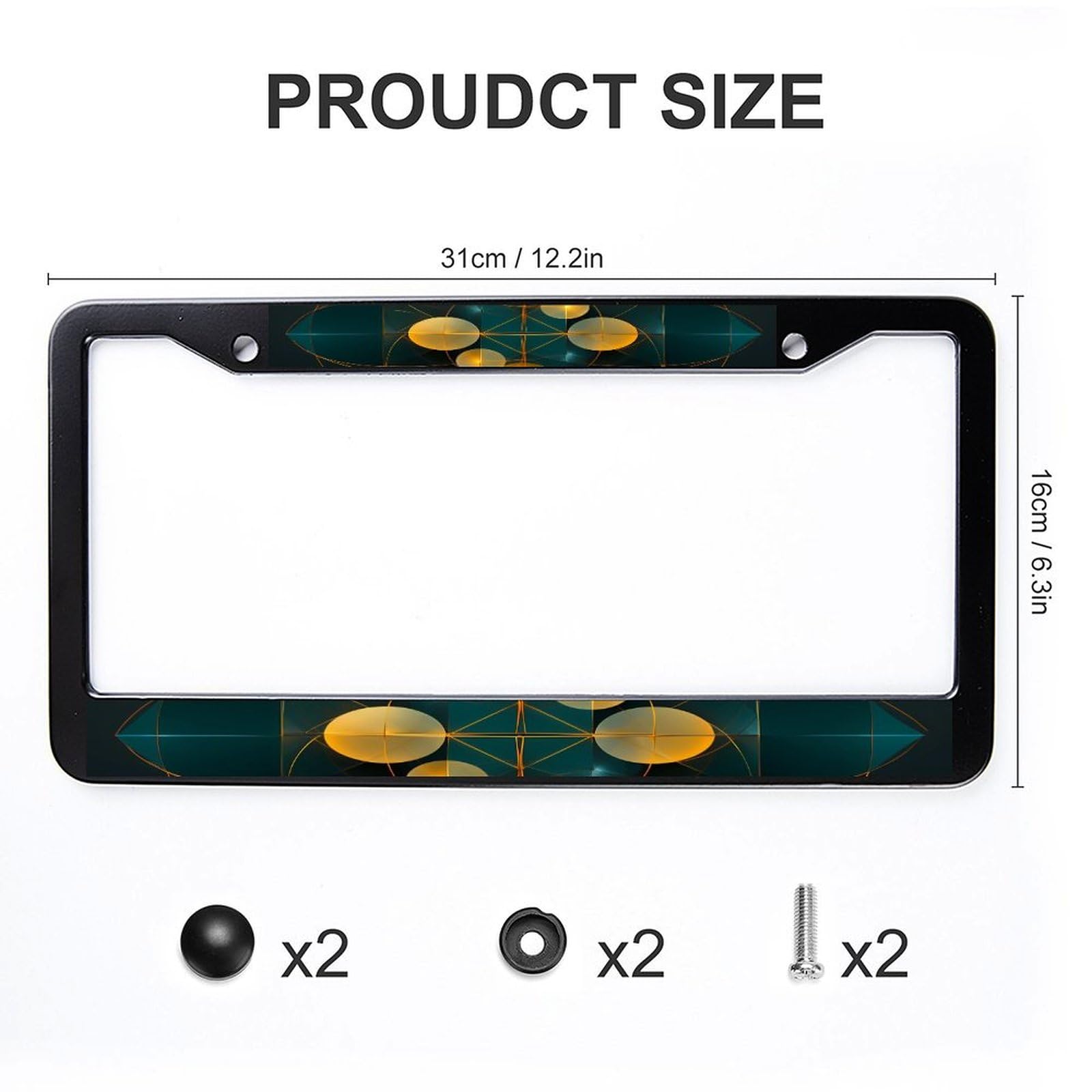 Universal 6x12 Inch Geometry Car License Plate Frame - Durable Auto Accessory for Cars, Trucks & SUVs - Perfect for Customization & Personalization (Black)