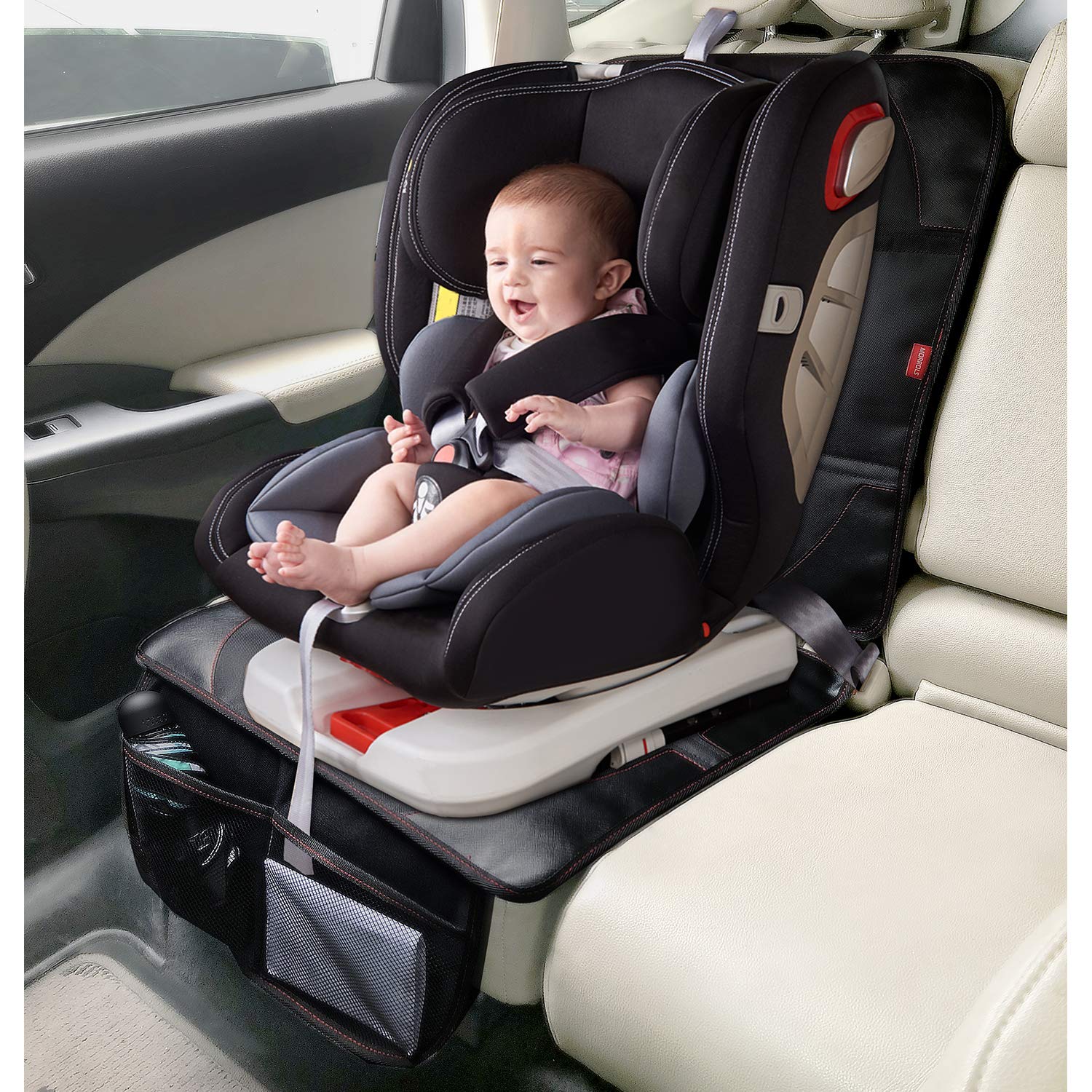 Universal Waterproof Car Seat Protector for Kids, Babies & Pets - Thick Padding, Mesh Pockets - 1 Pack Black Car Seat Cover - Perfect for Family Travel, Road Trips & Pet Safety