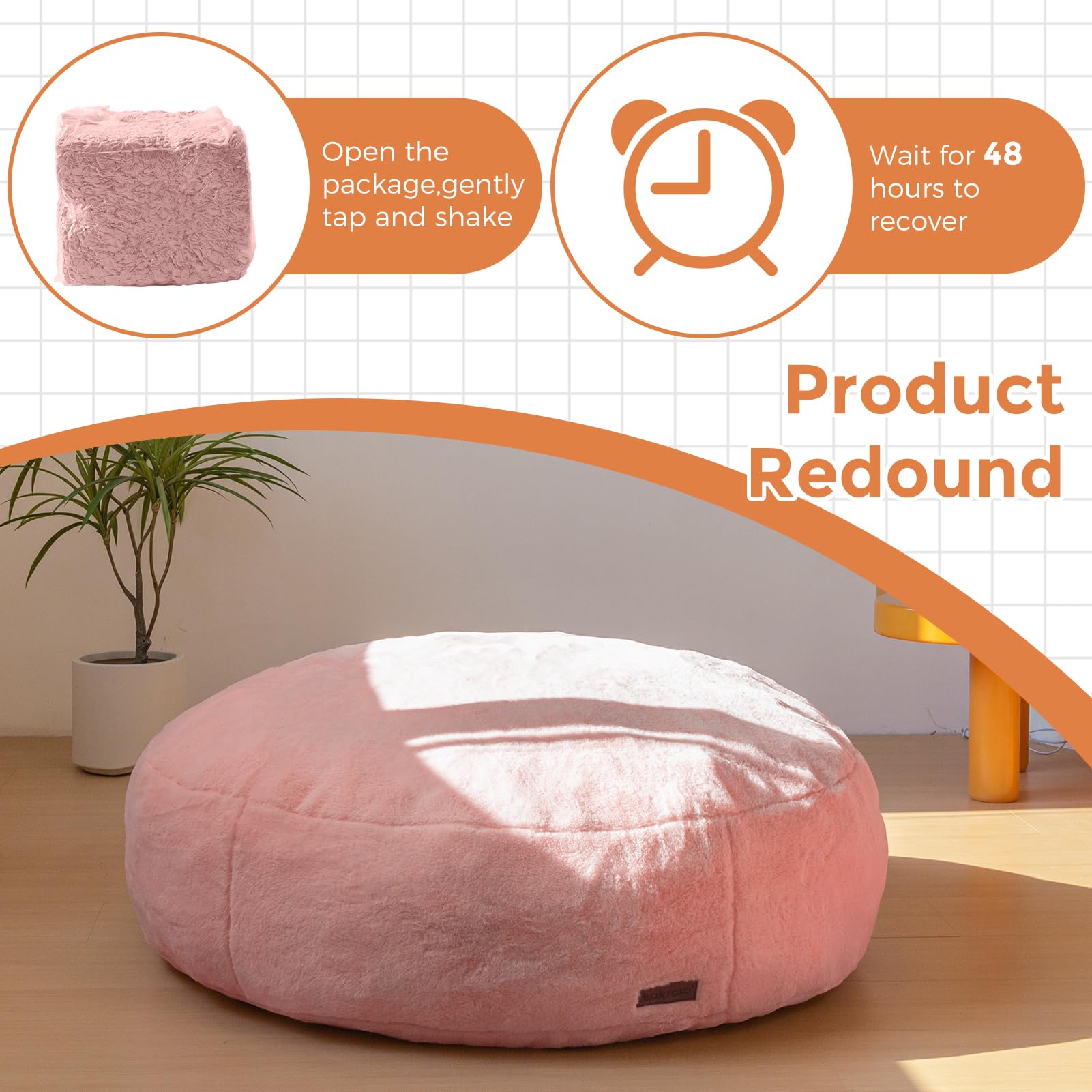 MAXYOYO 3-in-1 Kids Bean Bag Chair Bed - Convertible Faux Fur Floor Sofa for Children's Room, Gaming & Reading (Pink) | Perfect for Playroom, Bedroom & Dorm Decor