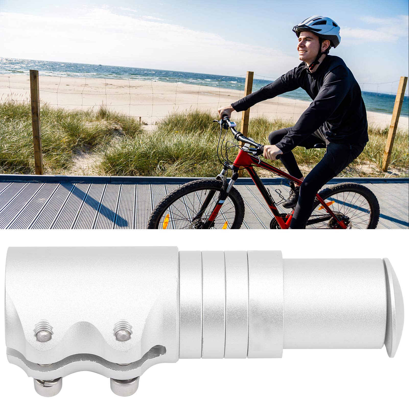 Bike Stem Riser - Stable Performance Aluminum Alloy Handlebar Adapter, Corrosion-Resistant & Easy Install for Road/Mountain Bikes - Perfect for Commuting & Off-Road Cycling (Silver)