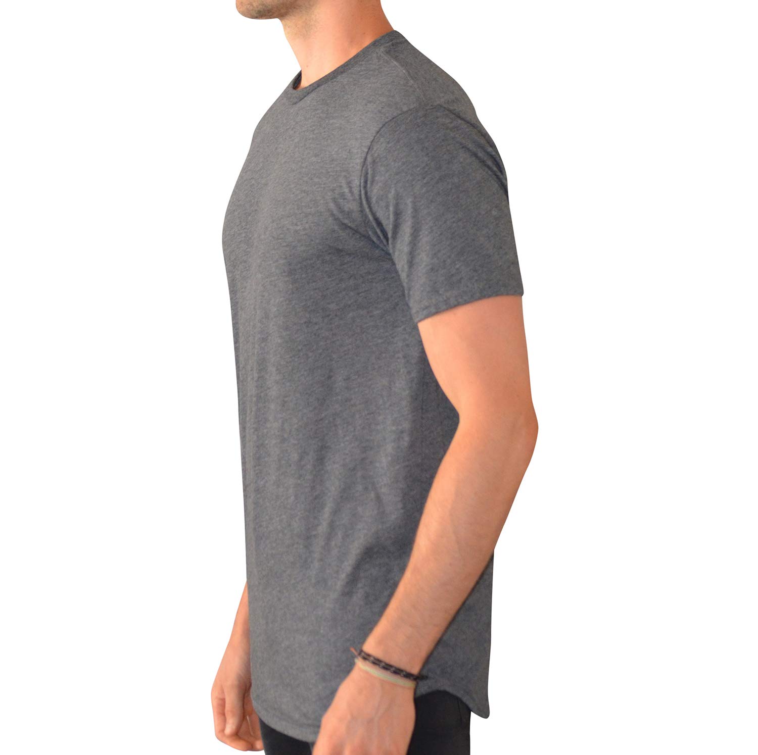 Tall Men's Curved Hem Long Drop Tail T-Shirt - Slim Fit Casual Tee for Tall Guys | Perfect for Everyday Wear, Layering & Street Style