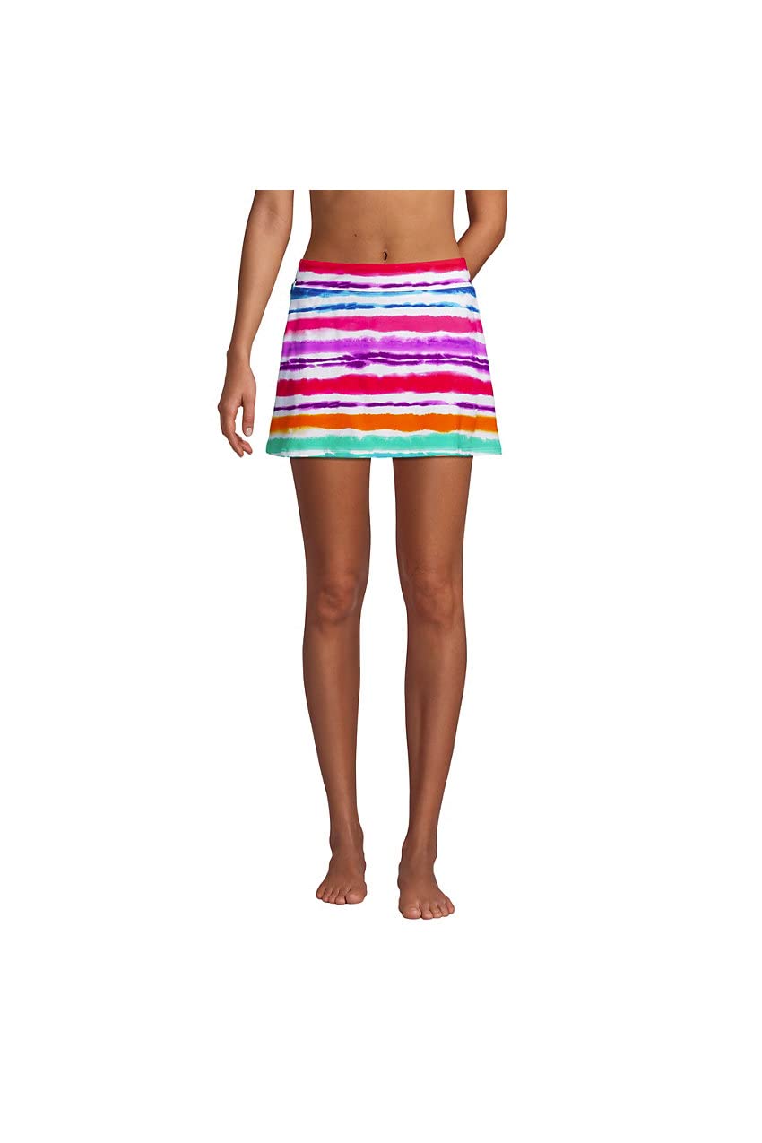 Lands' End Women's Long Chlorine-Resistant Tummy Control Swim Skirt - High Waisted Swim Bottoms for Beach, Pool & Water Aerobics