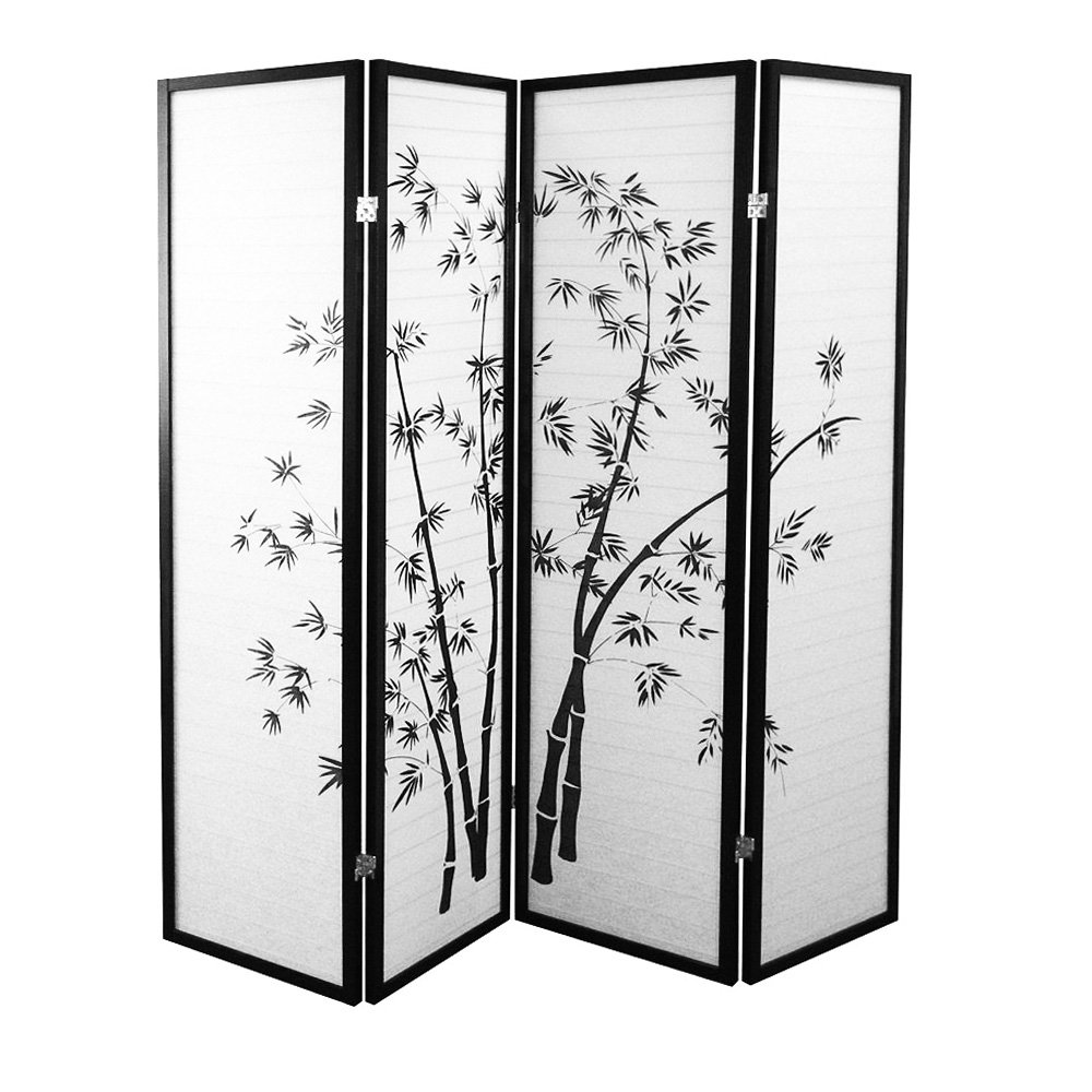 Japanese Shoji Paper Screen Room Divider - 4 Panel Bamboo Folding Partition for Home Office, Bedroom Privacy & Zen Decor | Traditional Asian Style Interior Design