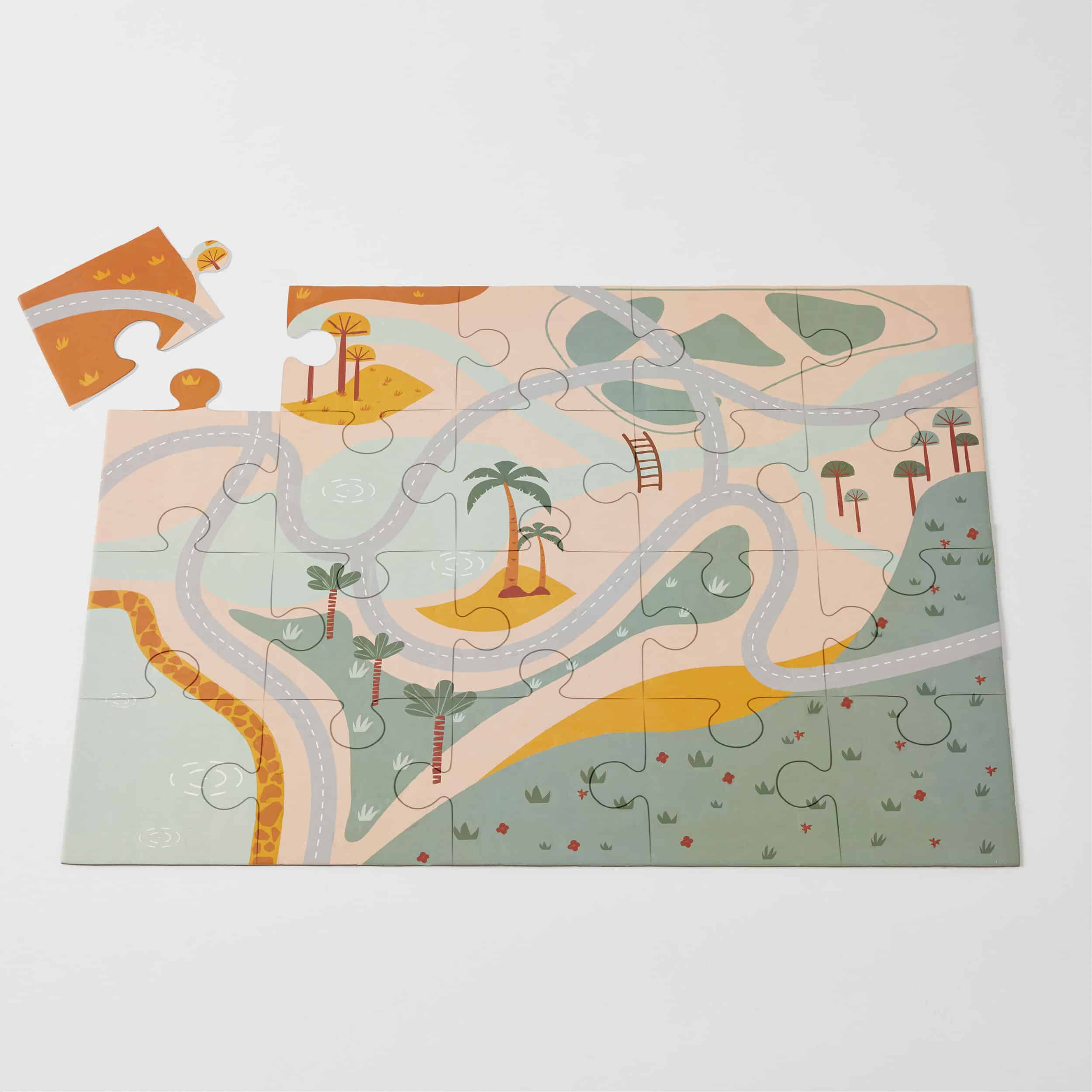 Wooden Jungle Animals Safari Train Track & Puzzle Set - Educational Toy for Kids, Perfect for Birthday Gifts & Pretend Play