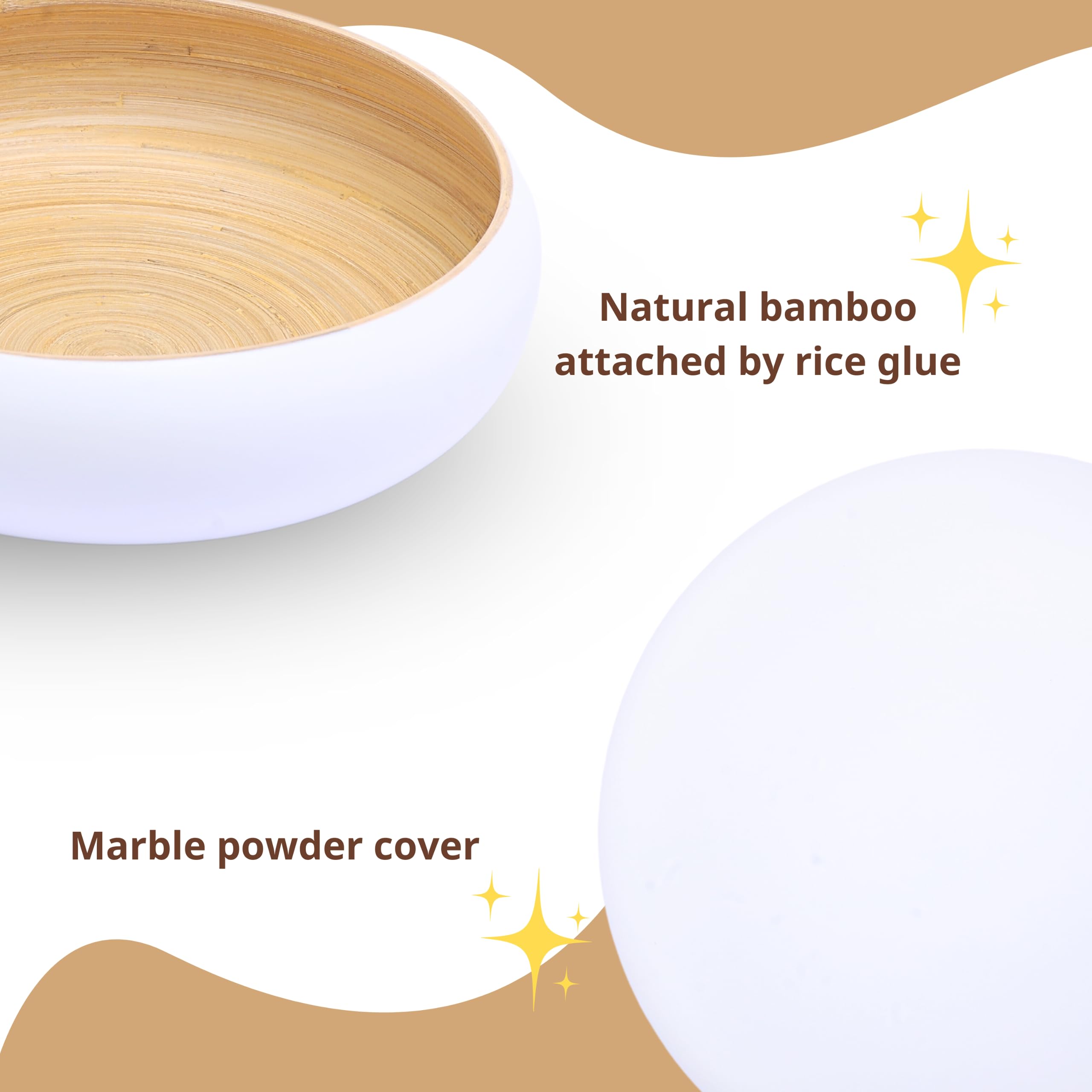 CLAYNIX White Bamboo Fruit Bowl - Large Decorative Serving Bowl for Kitchen Counter, Dining Table & Fruit Display | Perfect for Entertaining, Snacks & Home Decor