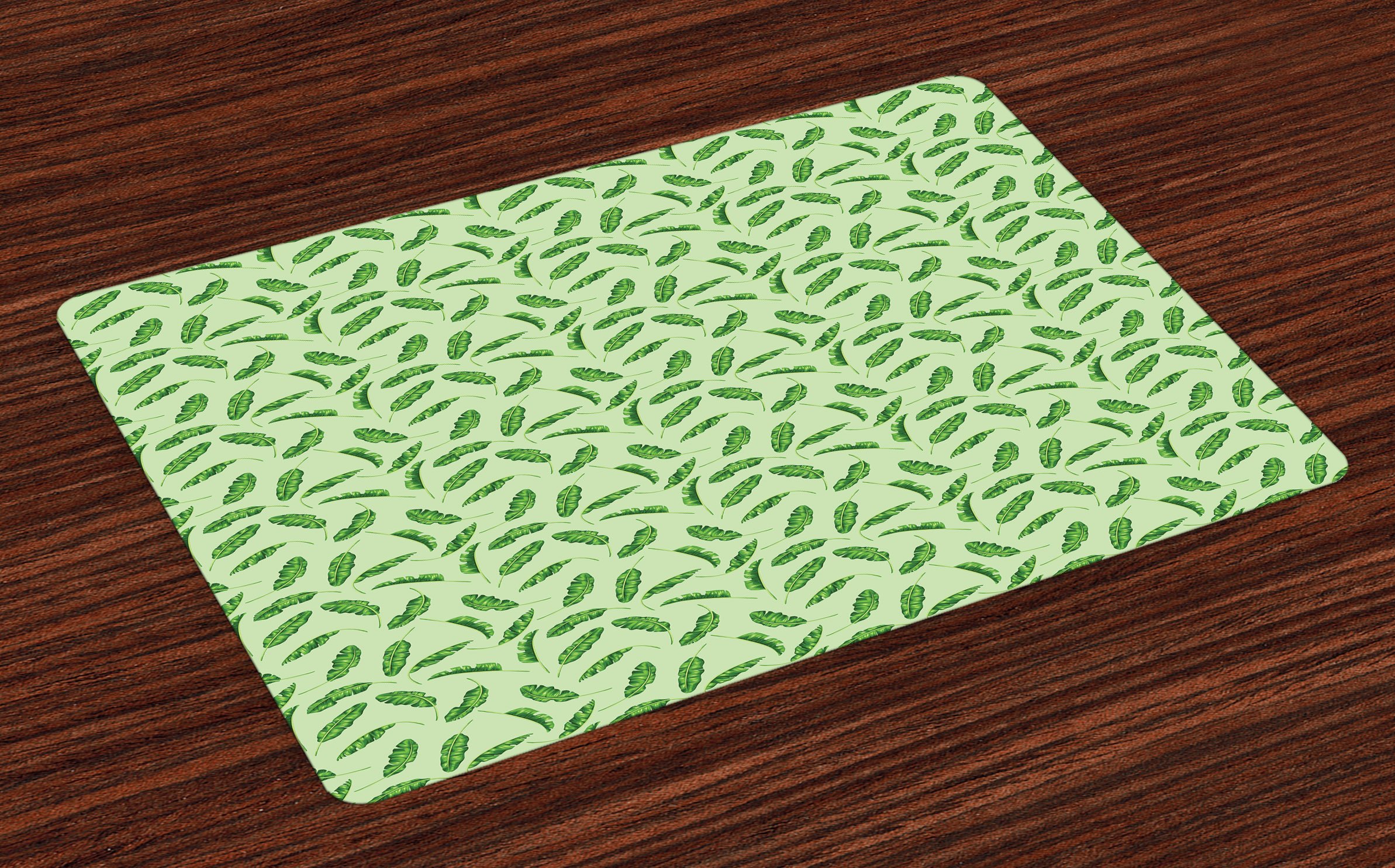 Ambesonne Banana Leaf Place Mats Set of 4 - Tropical Green Botanical Table Mats for Dining Room & Kitchen Decor | Washable Fabric Placemats with Nature Theme | Perfect for Dinner Parties, Outdoor Picnics & Home Styling