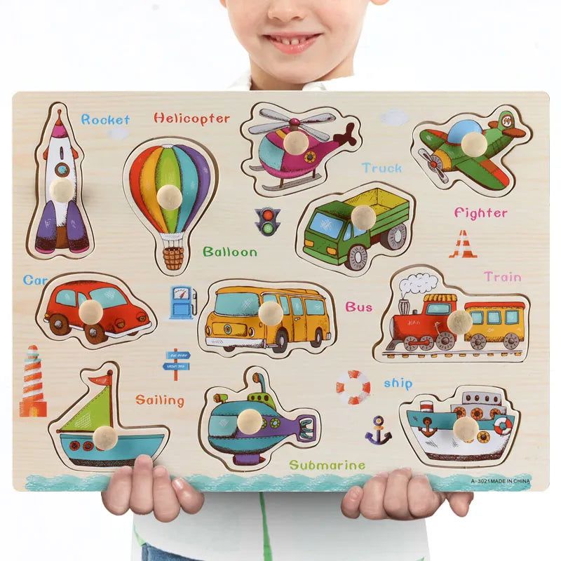 Montessori Wooden Puzzles for Toddlers - Educational Learning Toys for Kids Ages 1-3 - Wooden Jigsaw Puzzle Board for Early Childhood Development (Perfect for Home, Classroom & Travel Play)