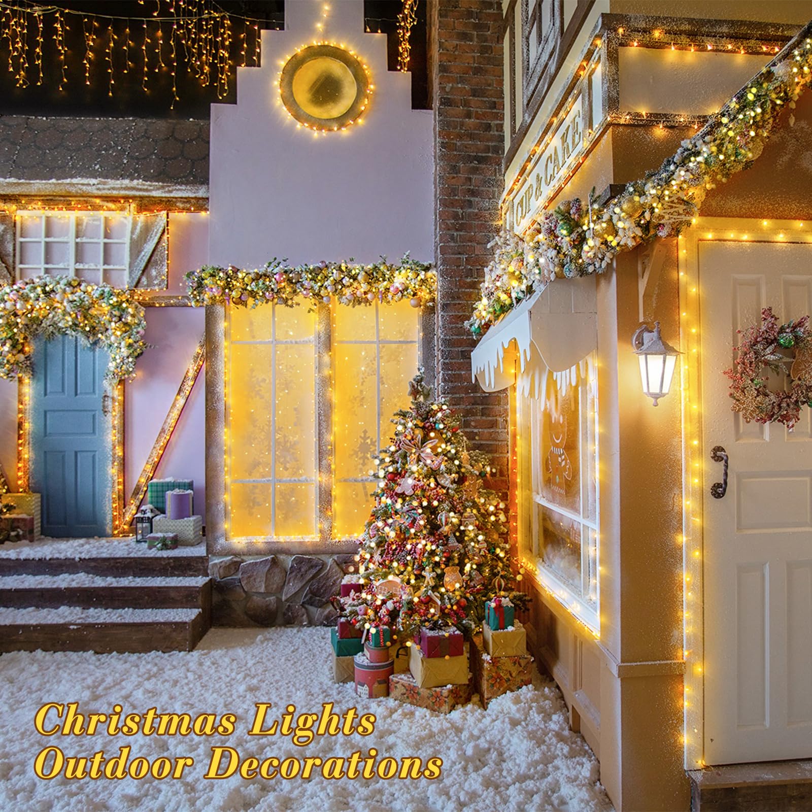 JMEXSUSS 250 LED Connectable Christmas Lights - 91.5ft Warm White String Lights with 8 Modes for Indoor Outdoor Use - Perfect for Christmas Tree, Party, Wedding, Garden & Home Decoration