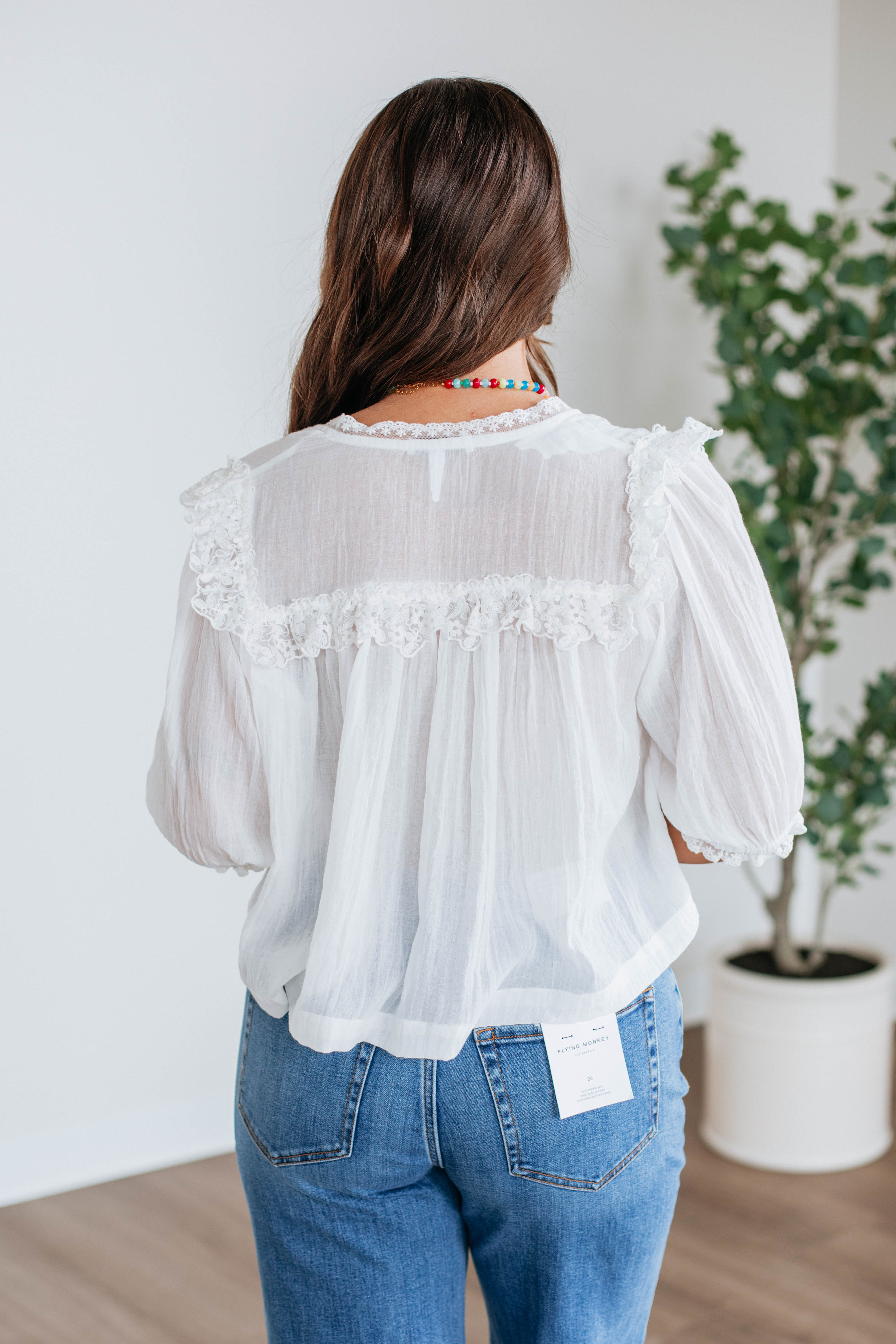 Odilia Lace Blouse Ivory - Elegant Women's Lace Top for Casual Wear, Office & Special Occasions