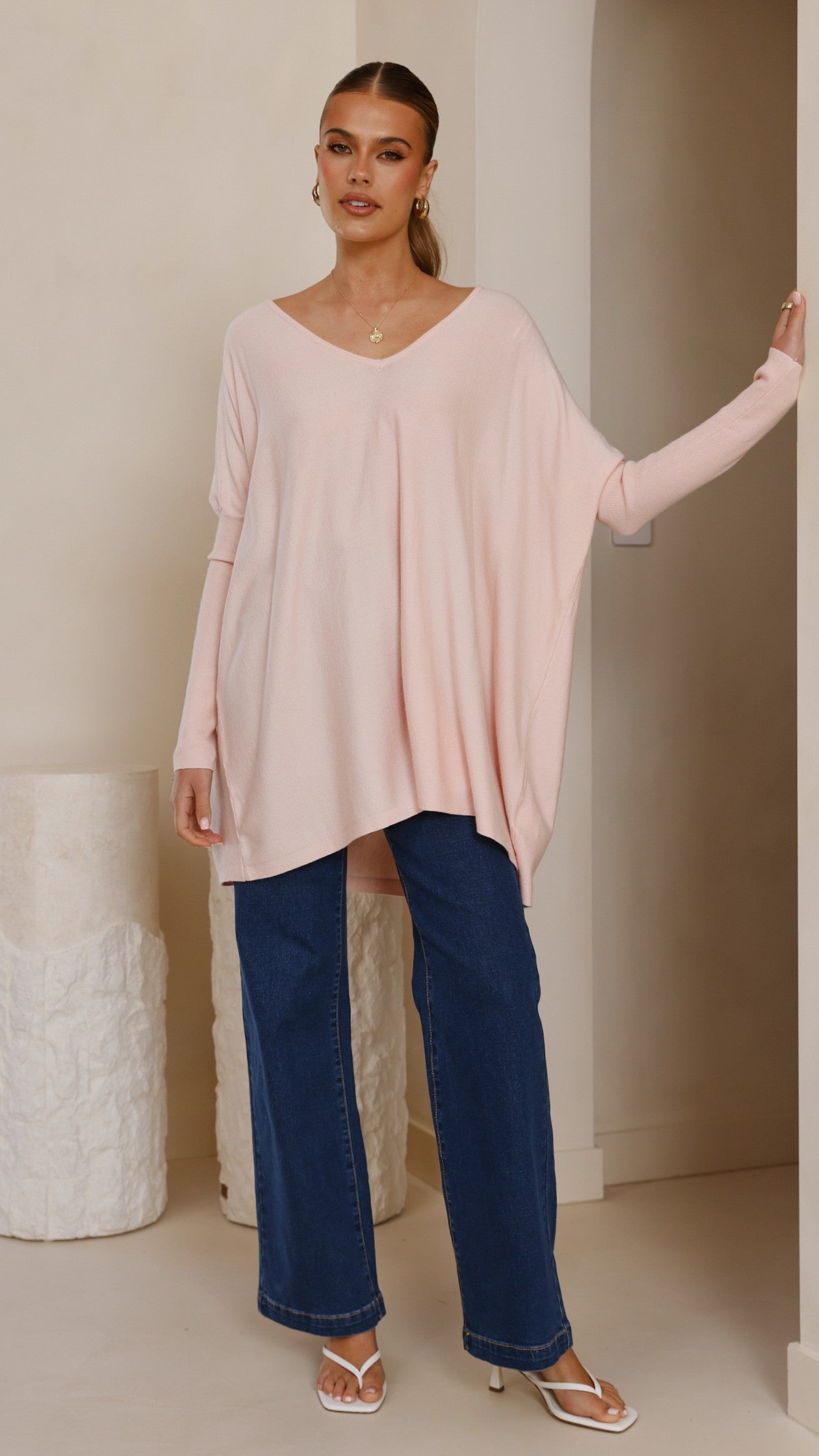 Amalia Knit Top for Women - Soft Blush Pink Casual T-Shirt | Perfect for Everyday Wear, Layering & Office Outfits