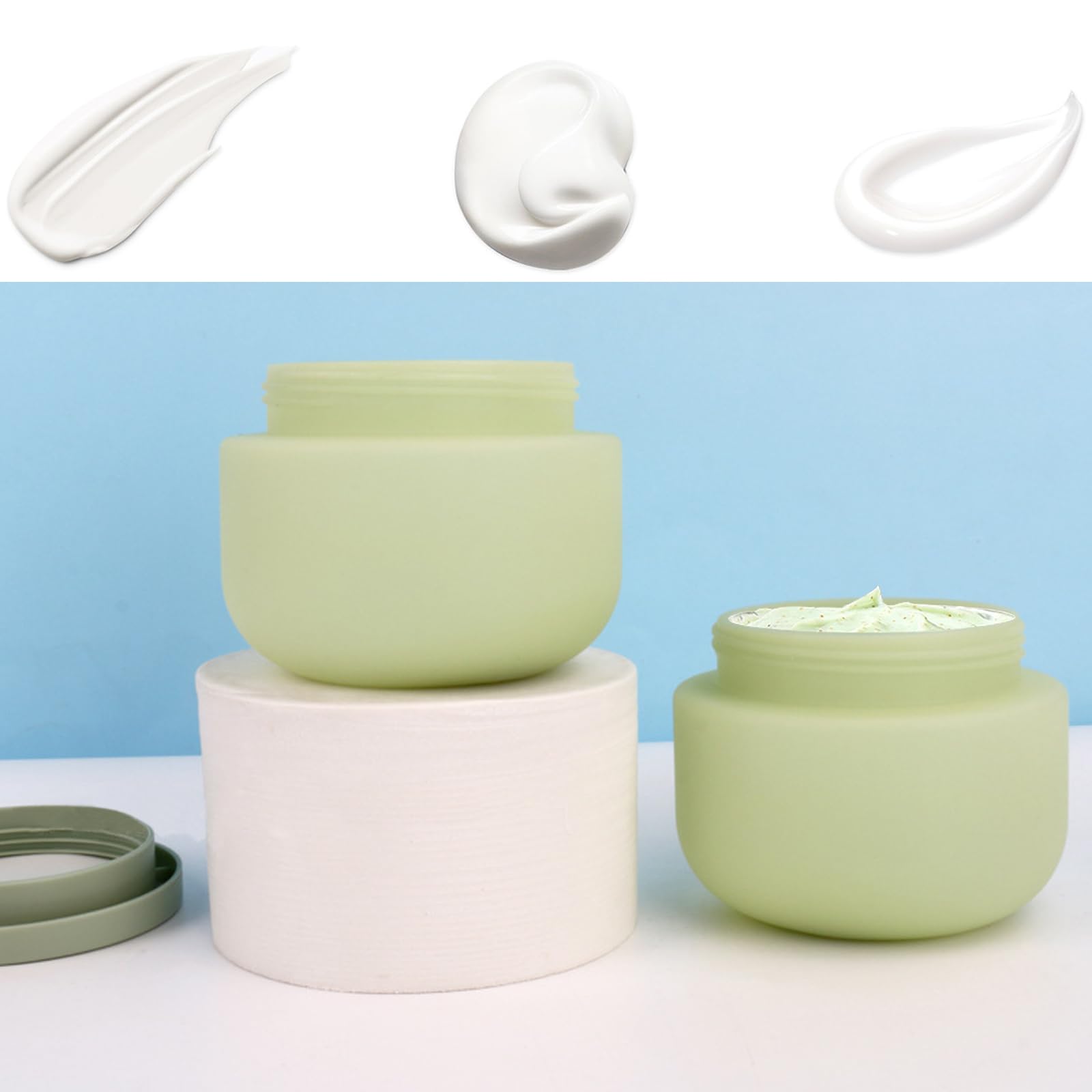 Qeuly 8.8 Oz Plastic Jars with Lids - 2 Pack Airtight Cosmetic Containers for Cream, Body Butter, Bath Salts & Sugar Scrubs | Leakproof Storage for Gels, Slime & Rhinestones | Perfect for DIY Beauty, Skincare & Craft Organization