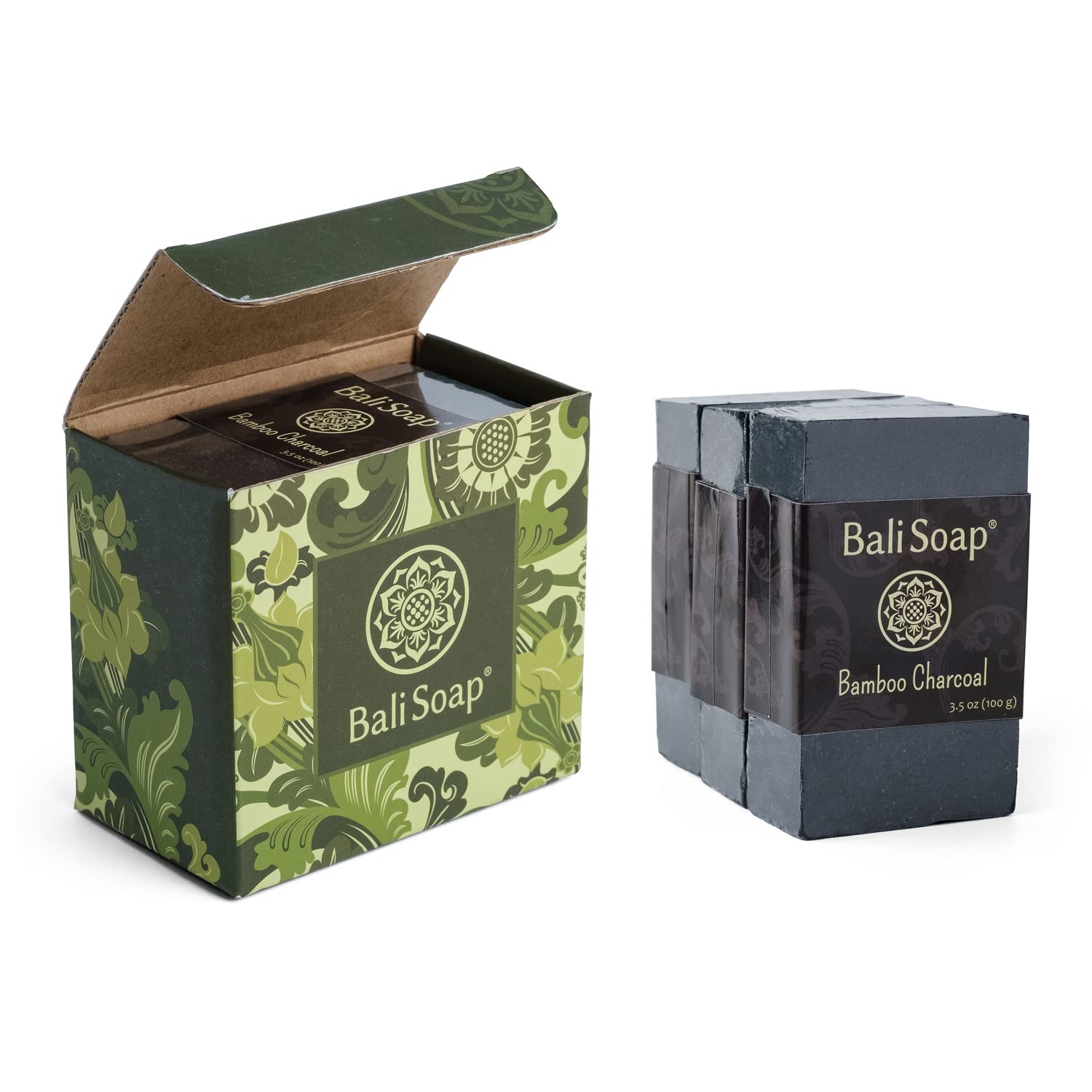 Bamboo Charcoal Natural Soap Bar for Men & Women - Vegan, Handmade, Exfoliating Body & Face Cleanser - 3 Pack (3.5 Oz Each) - Deep Cleansing for Acne, Blackheads & Oily Skin - Perfect for Shower, Bath & Daily Skincare Routine