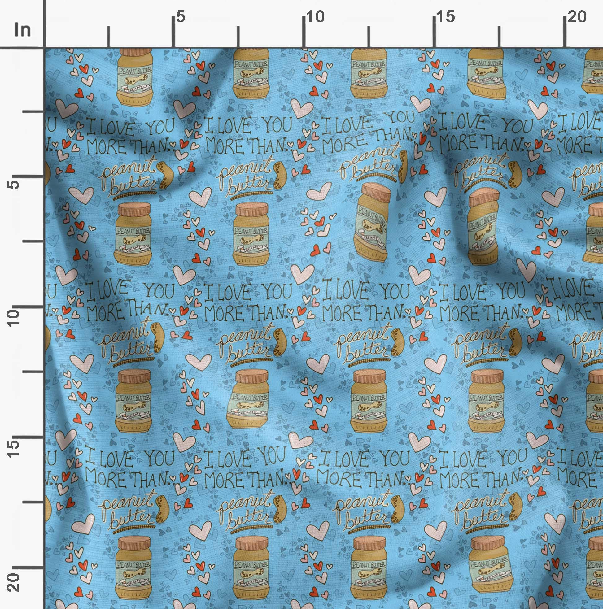 Soimoi Poly Georgette Blue Fabric by The Yard - 52 Inch Wide Textured Peanut Butter Food Print Material for DIY Crafts, Quilting, Dressmaking & Home Decor - Nutty Playful Design Lightweight Fabric