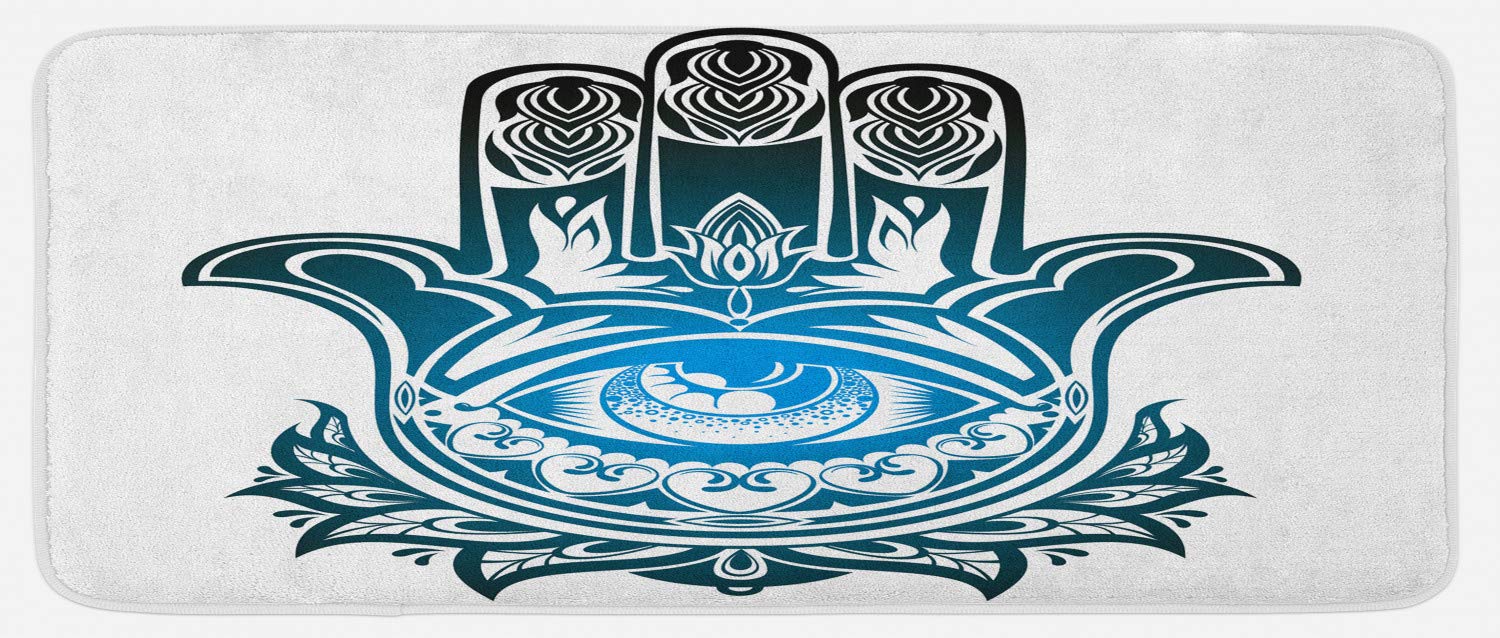 Ambesonne Non-Slip Hamsa Evil Eye Kitchen Mat - 47
