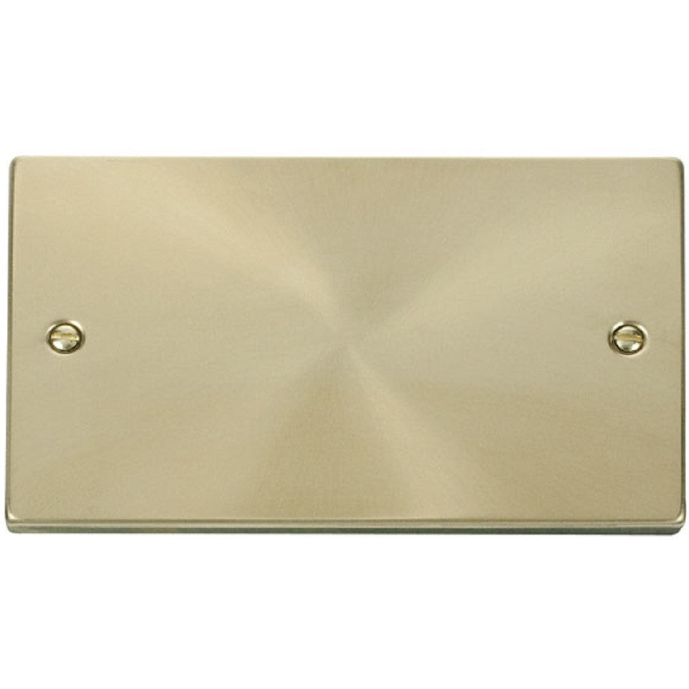 Click Deco Satin Brass Double Blank Plate VPSB061 - Elegant Wall Cover for Light Switches & Electrical Outlets - Perfect for Home & Office Decor